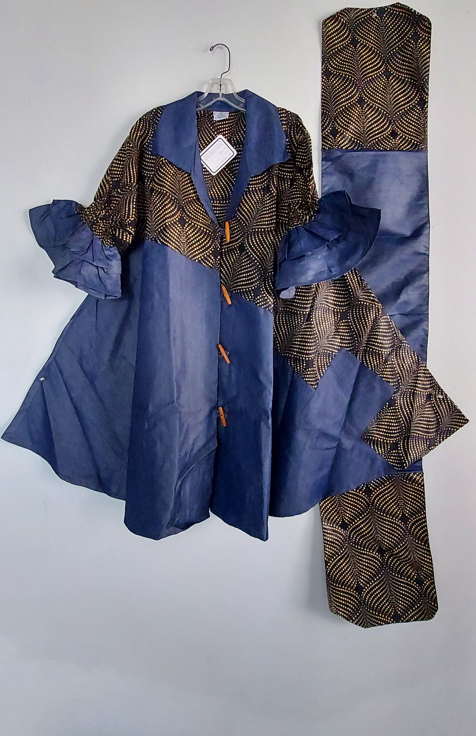 Denim Shirt Dress with Ankara African Print 3139 - O