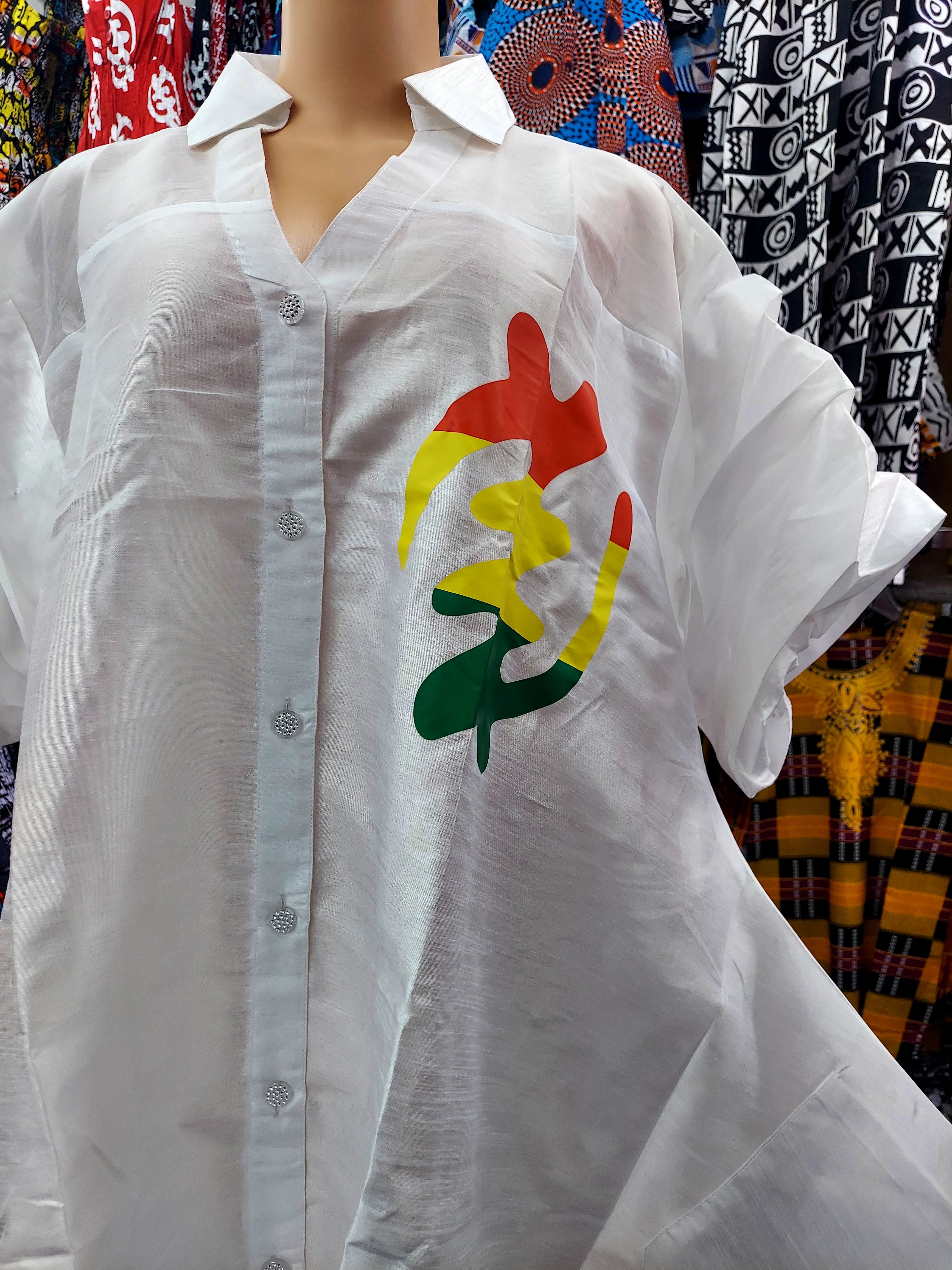 Swing Dress/ Faux Silk/ Ruffle Sleeve With Gyname Decal 758G