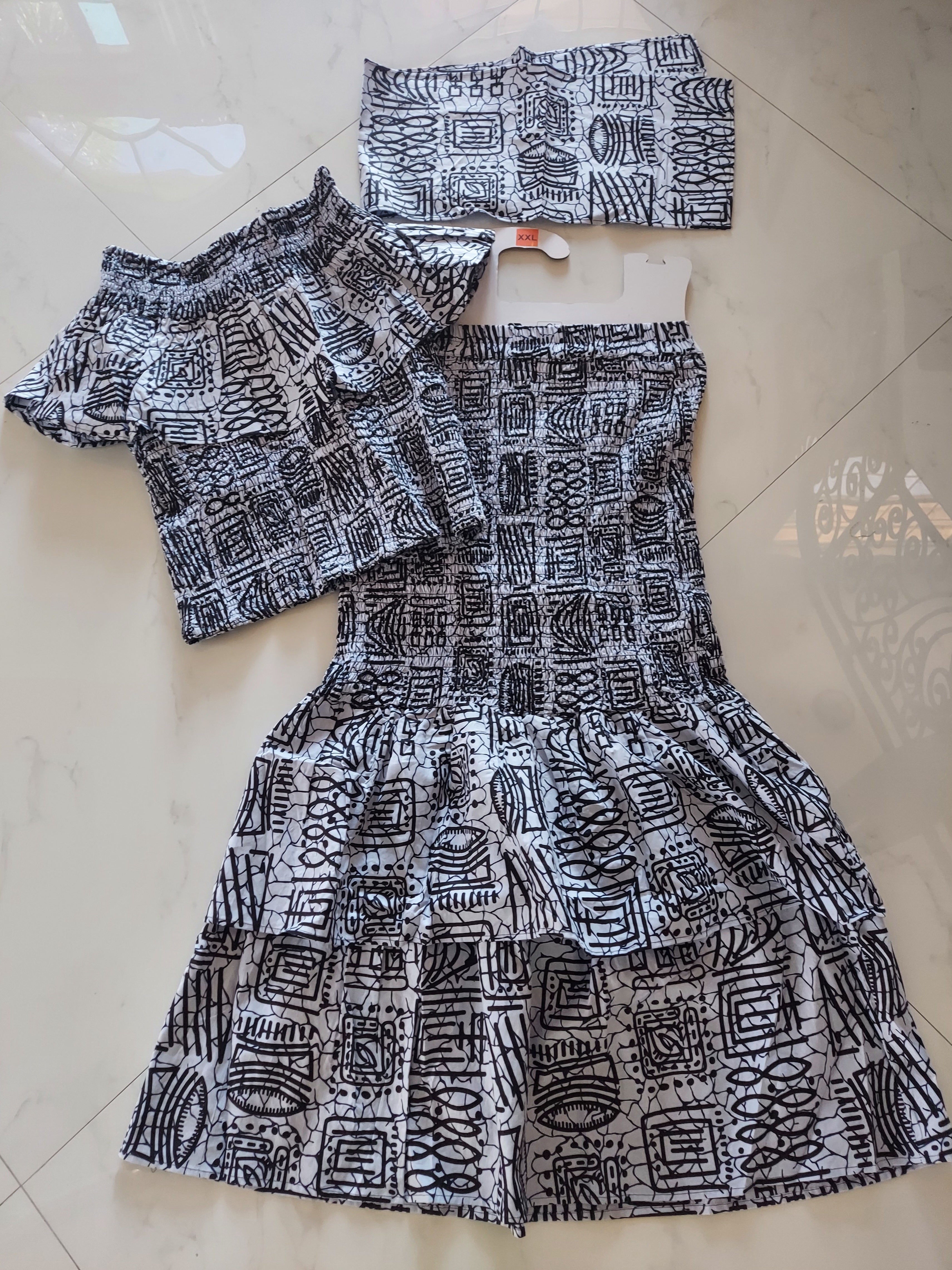 Smock fit & flare Skirt & Blouse Set-DRS019