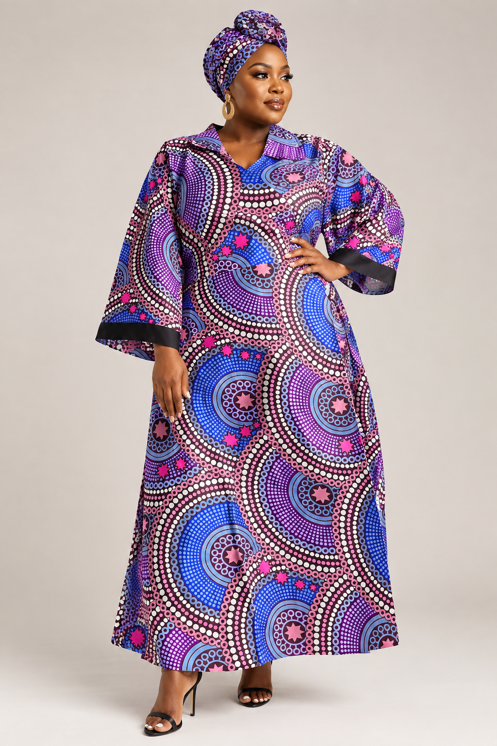 Cotton Wrap Dress 8007 Purple