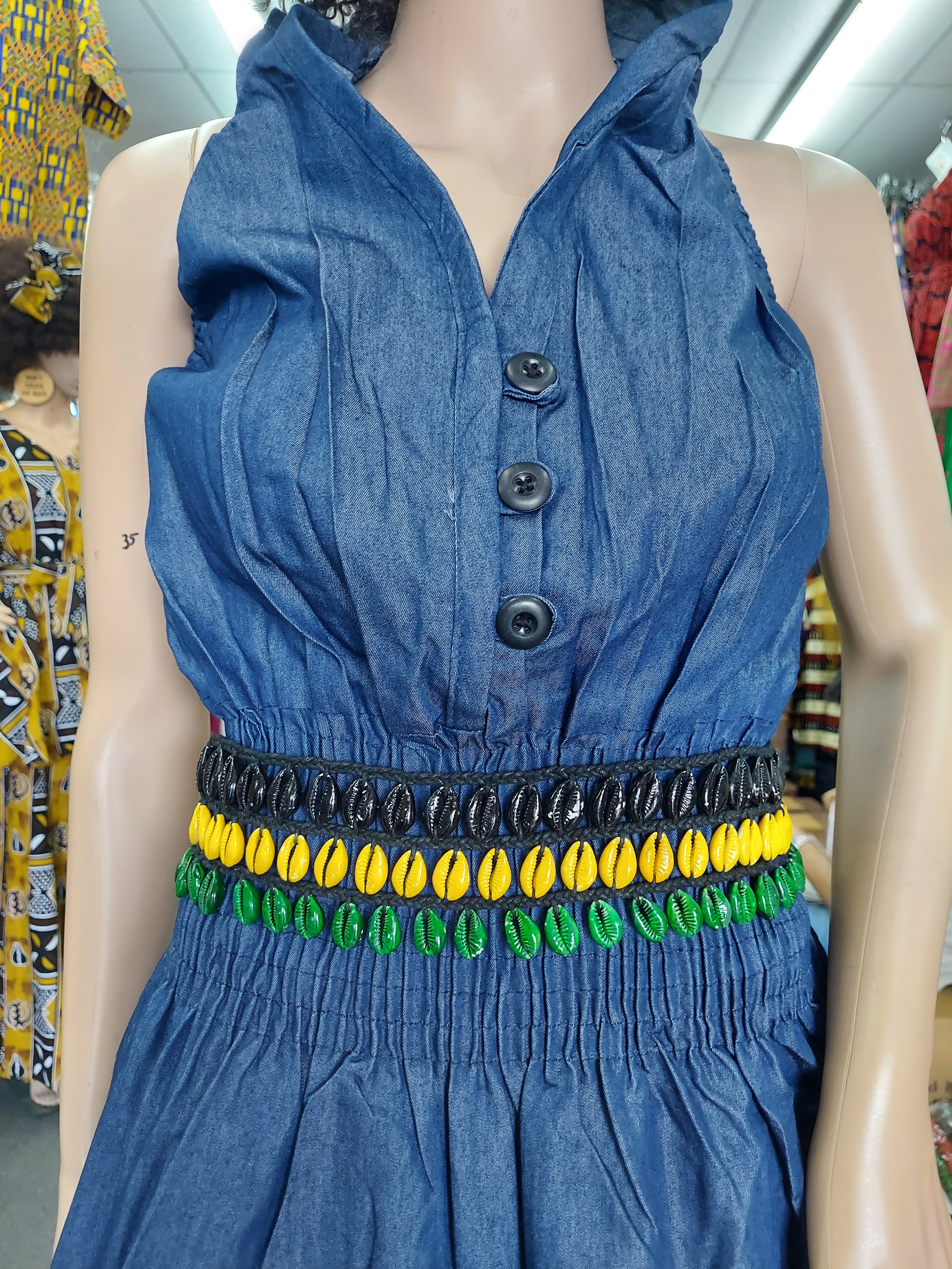 3 Layered Cowrie Shells Waist Belt