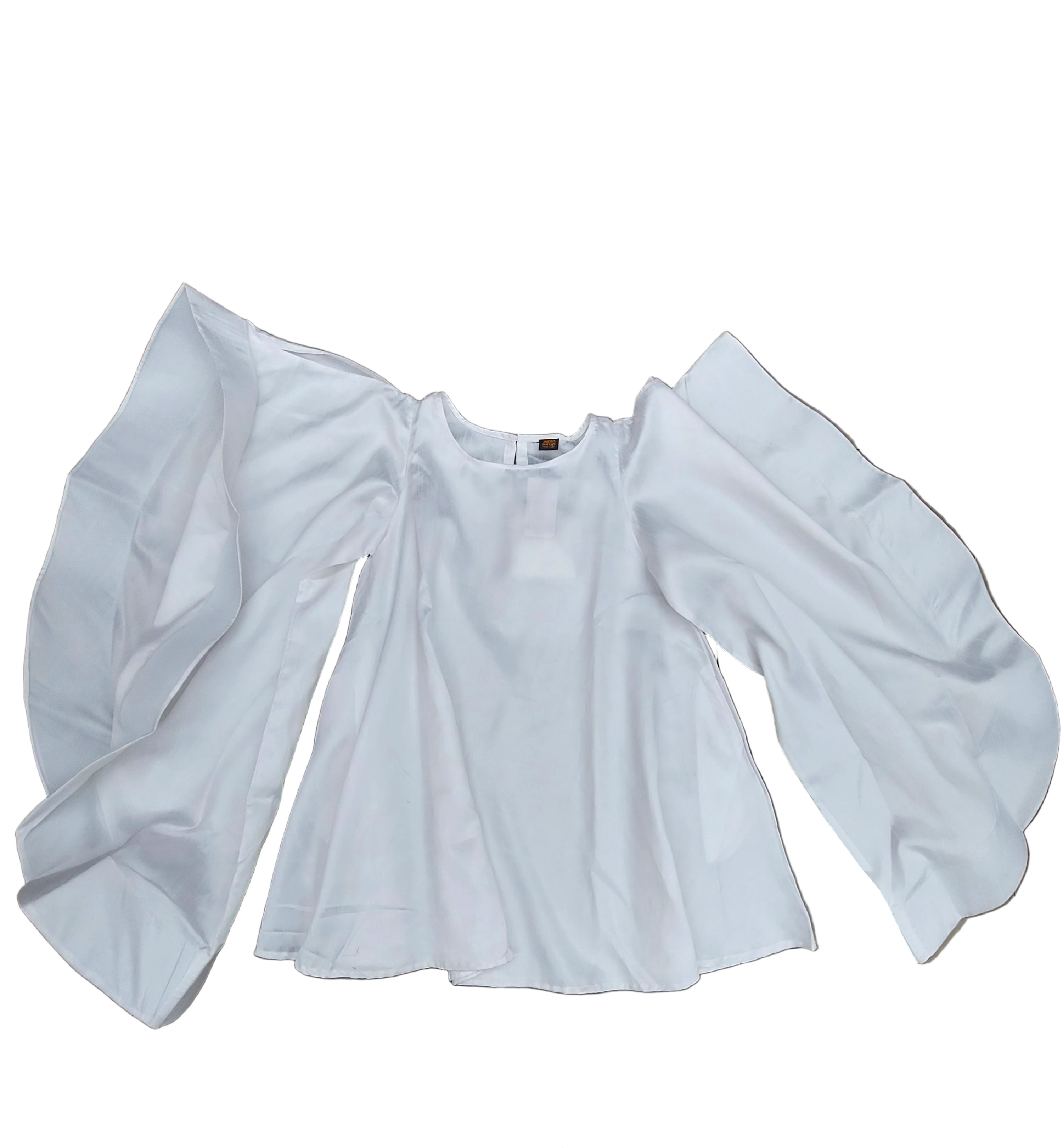 Wing Dress/Faux Silk/Poncho Dress/ Wing Sleeves-25032 White