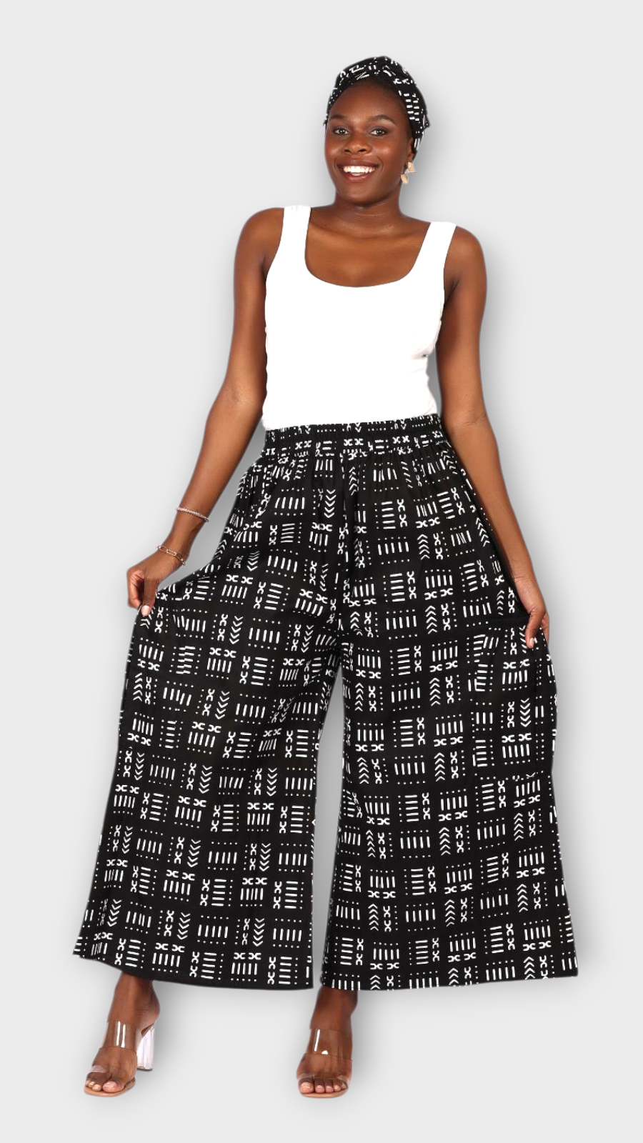 Big Pocket Palazzo Pant Print KVZ809 G