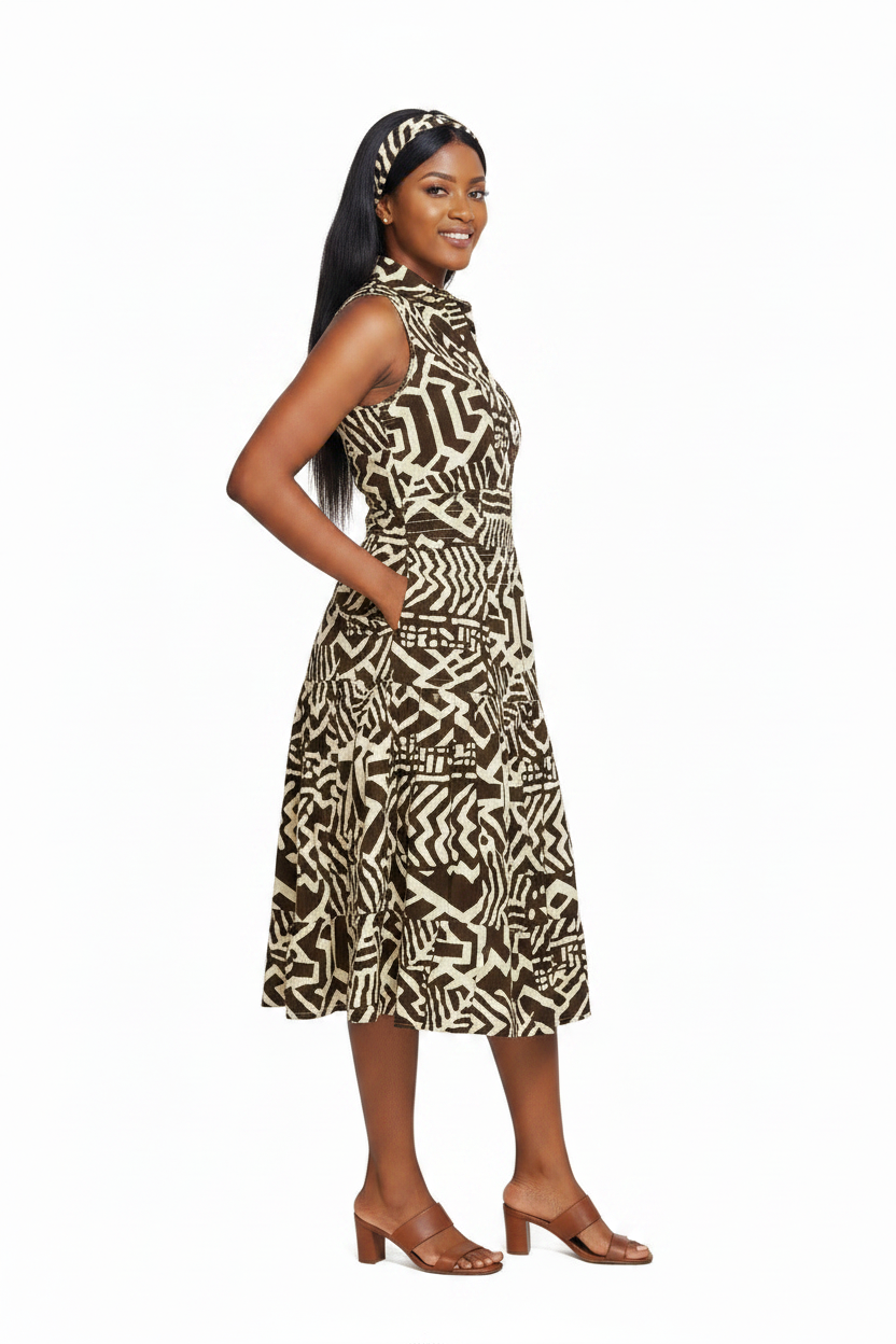 5006 - Woman's Mid-Length Smock Dress Print 691