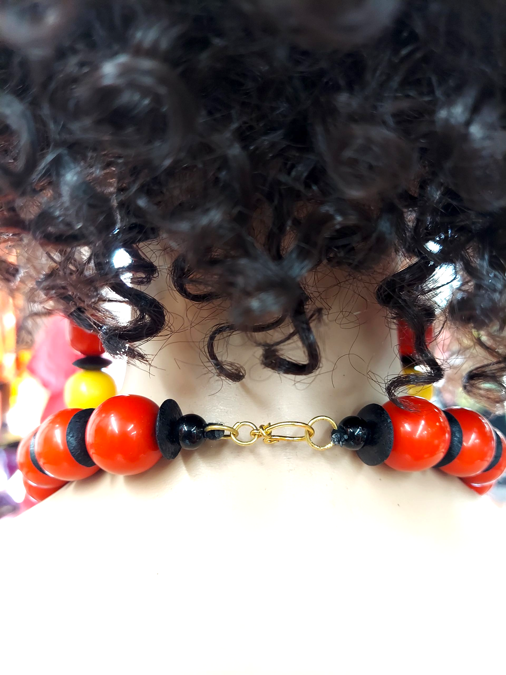 Beaded Pendant Necklace & Earrings Set- Rasta Lion