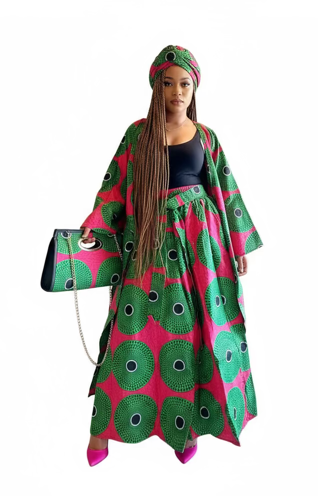 3pcs Set Maxi Skirt Pocketbook wrap Dress 746 G