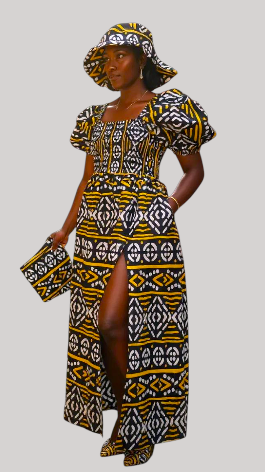 Maxi Slit Dress with Hat & Scarf Set SD01 Tribal