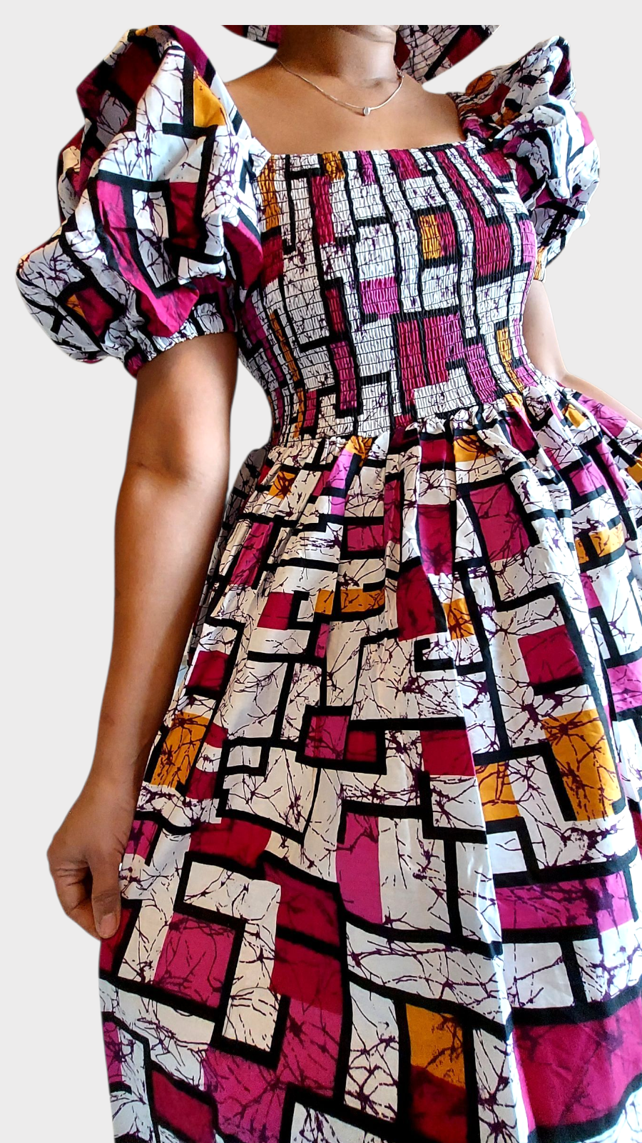 Maxi Slit Dress with Hat & Scarf Set SD01 Pink