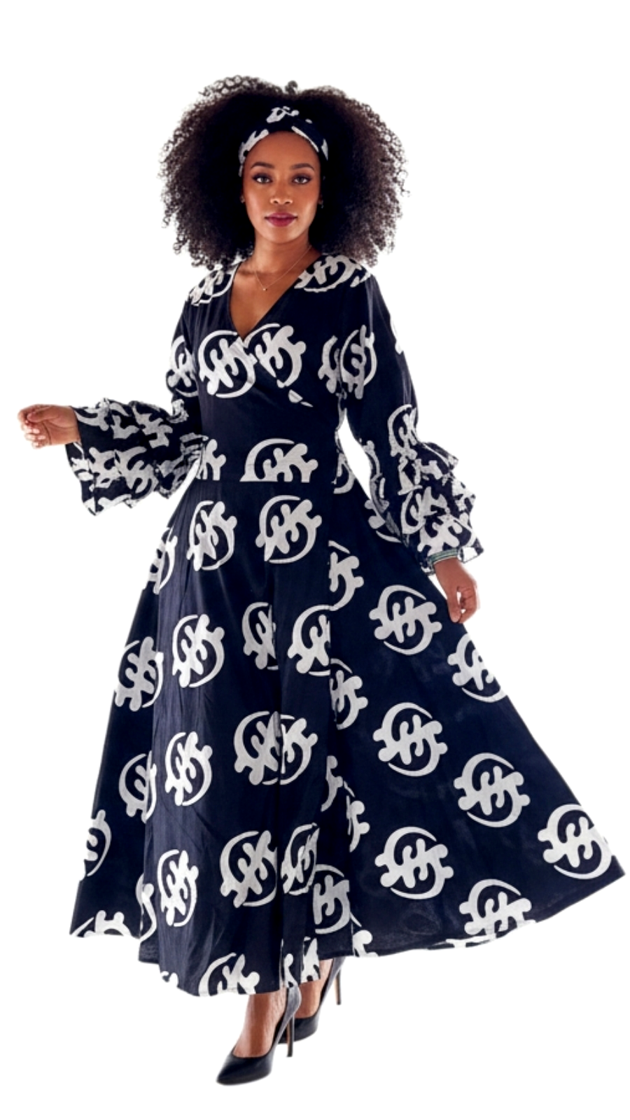 70-Woman's Long Wrap Dress- Gynamee Print