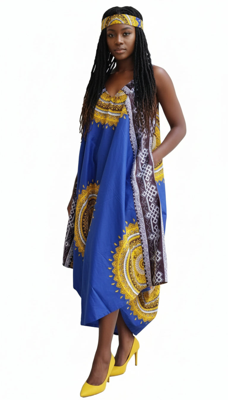 Harem Romper / Jumpsuit Royal Blue/Gold 212