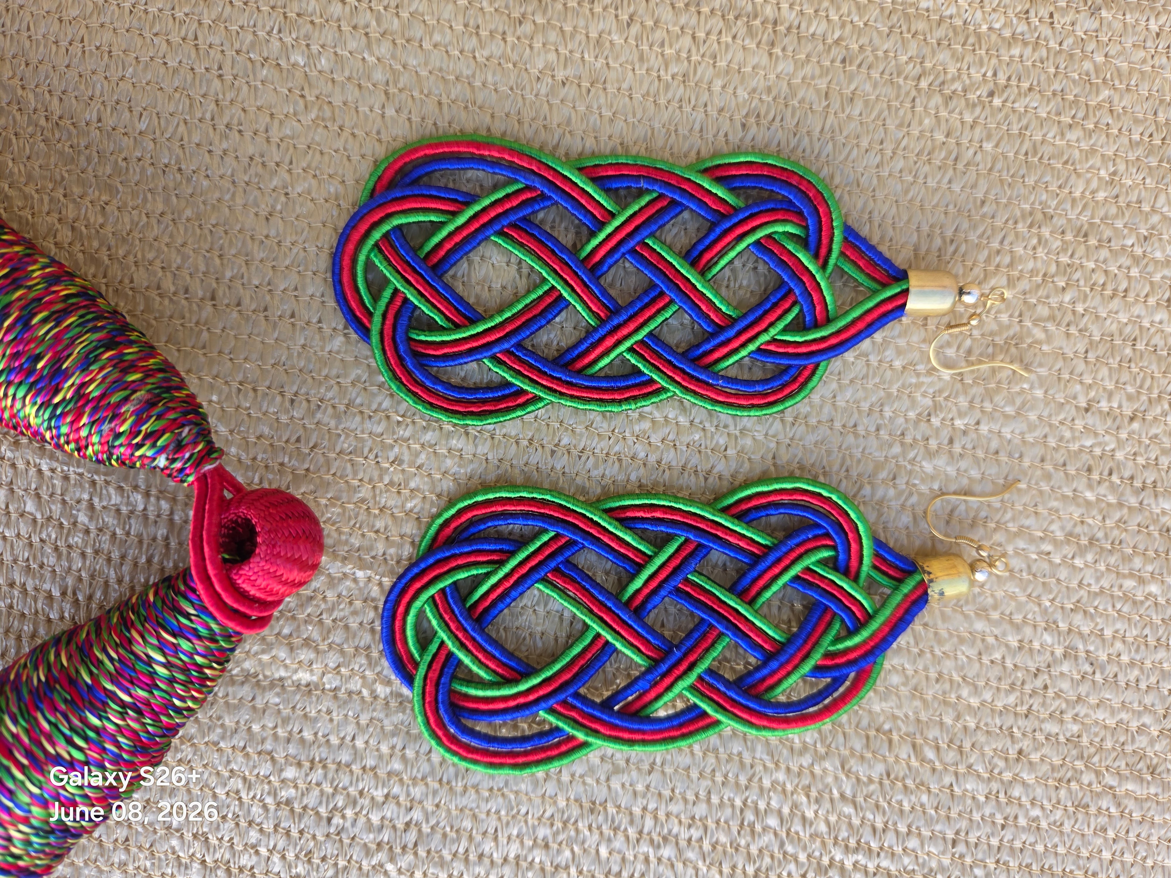 Rope Layered Necklace & Earrings Set Rainbow