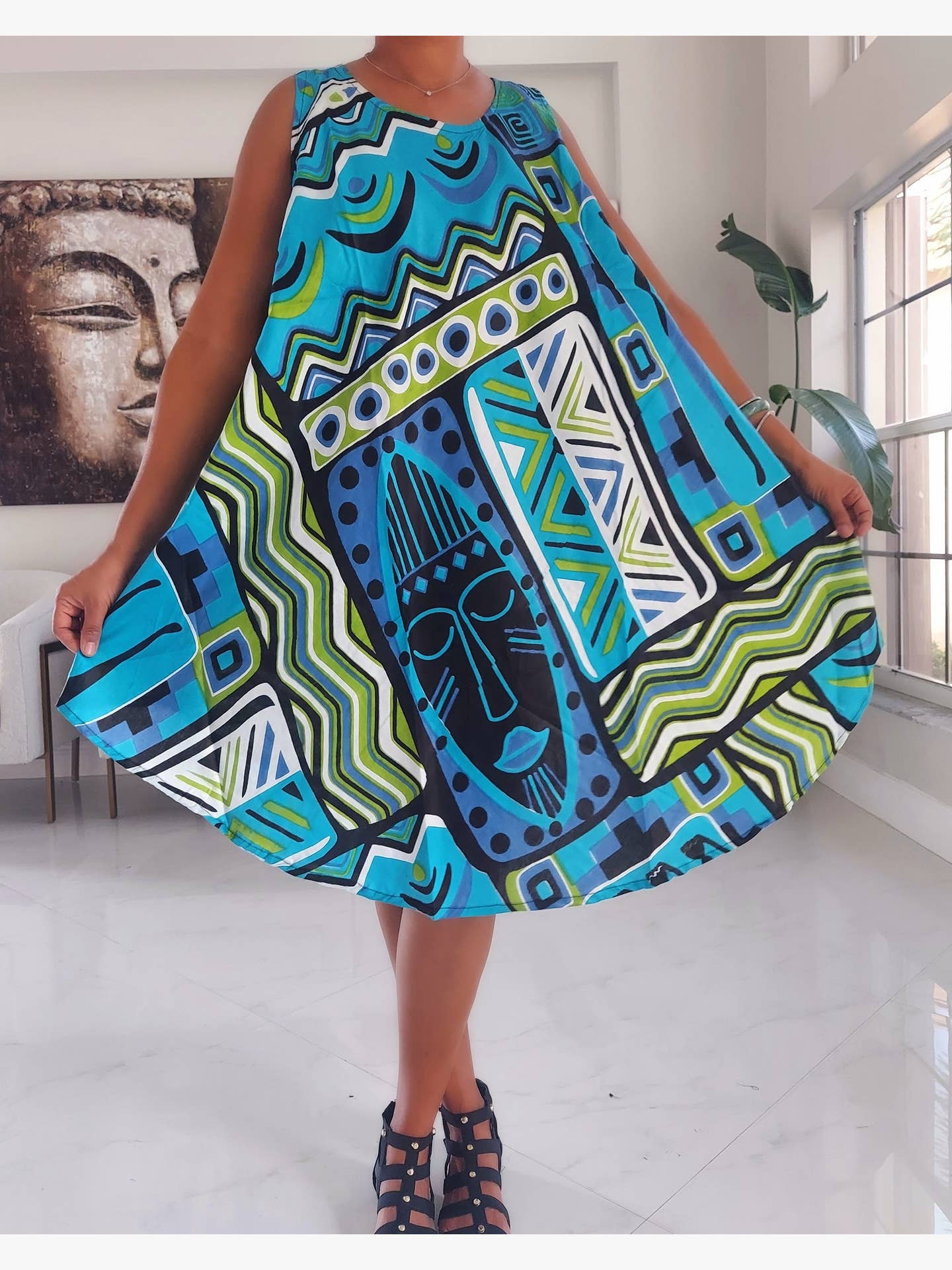 Umbrella Dress/ Beach Dress/ Tribal Print- 1691