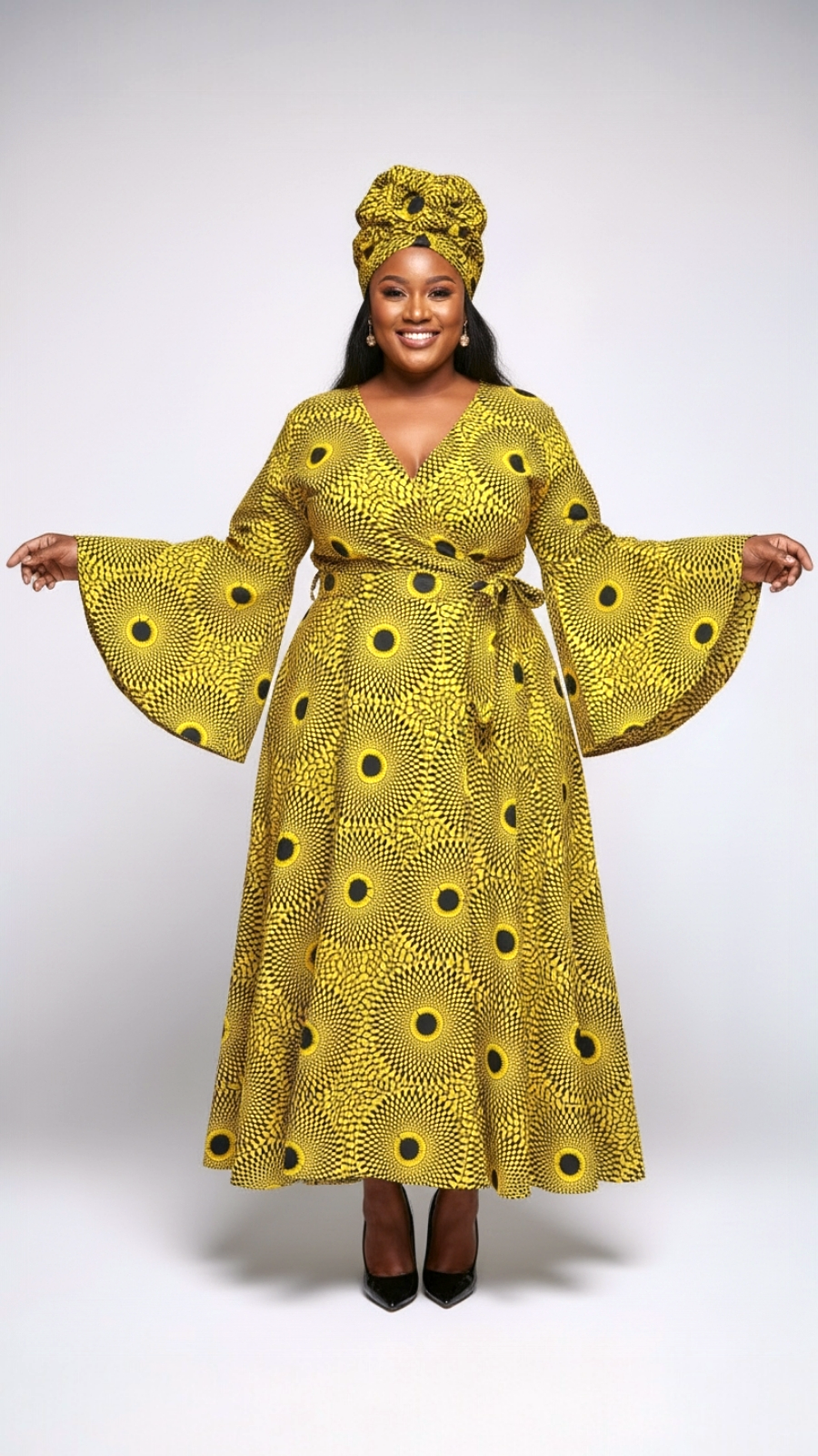 Wrap Dress / Ankara Kente Print - 1360 G