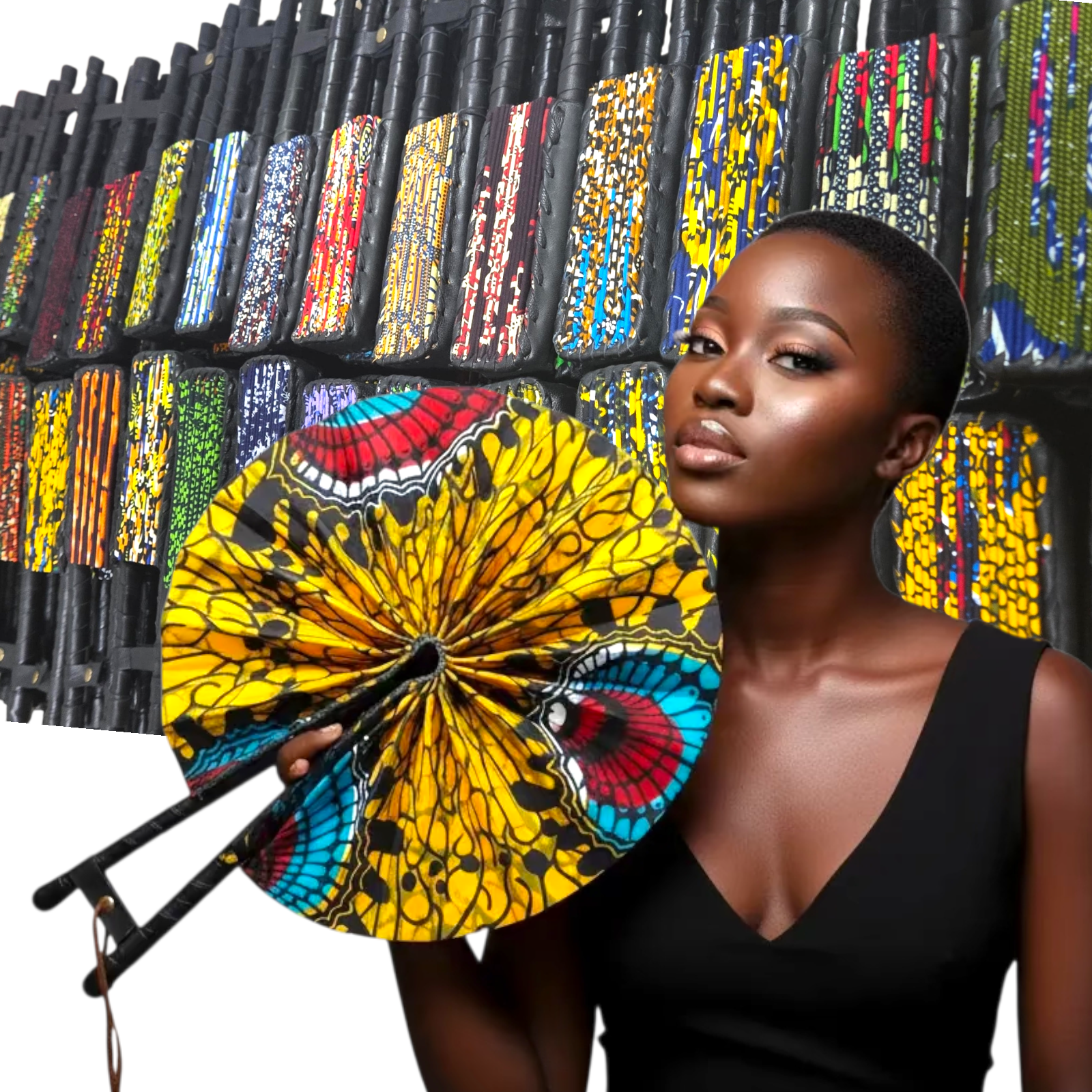 Hand Fan/ Folding with Leather Thong / Assorted