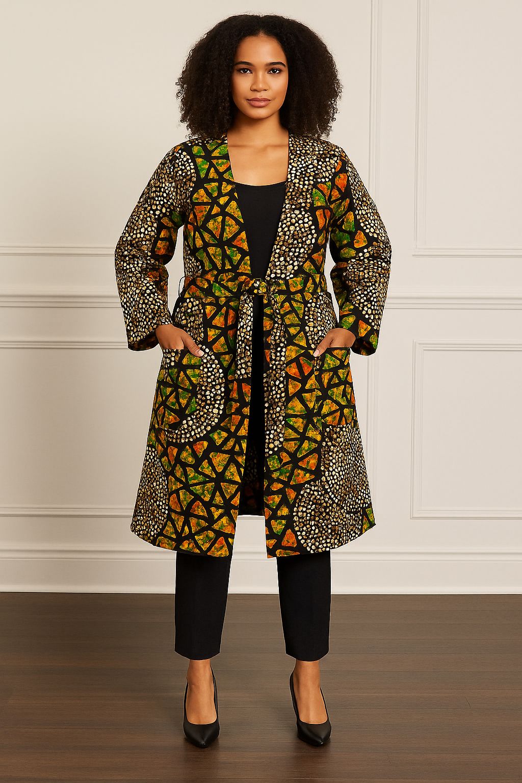 Kimono Mid Length Dress / Ankara Print  FJO17