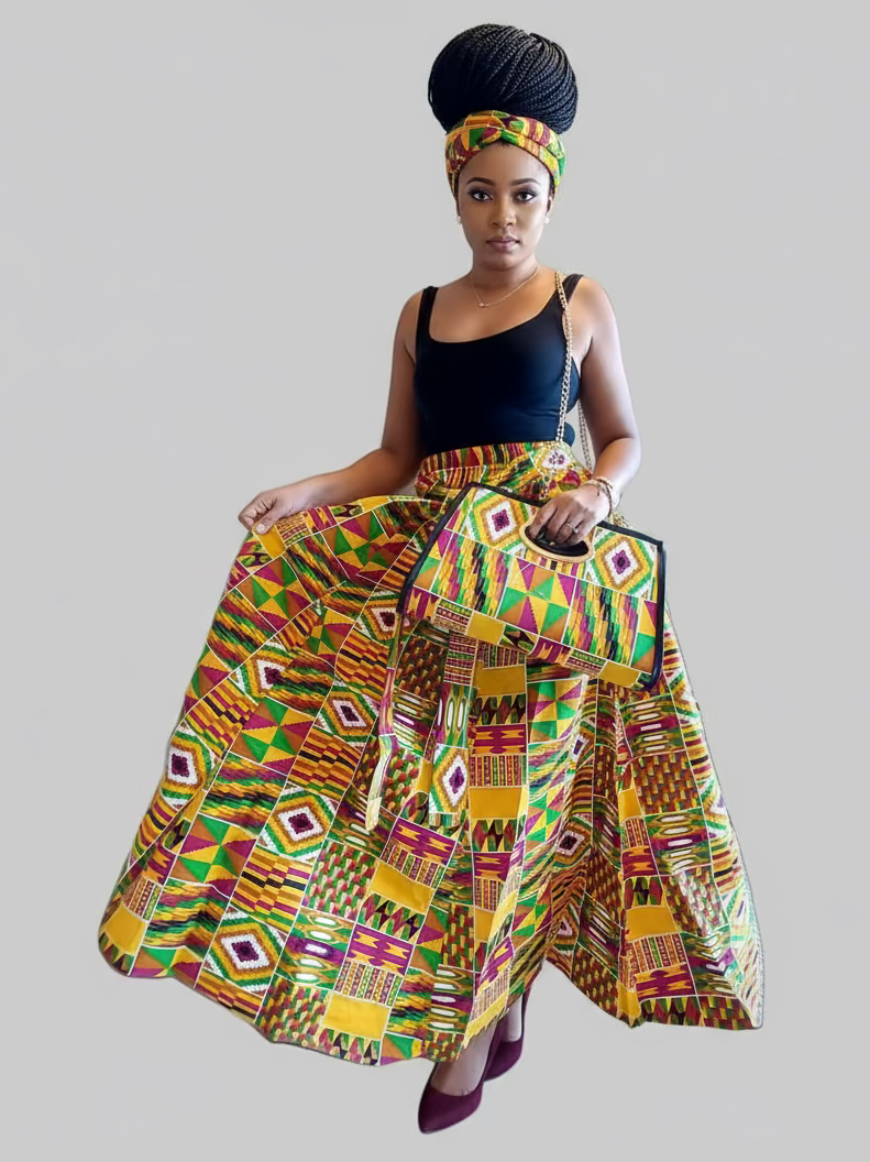 3pcs Set Maxi Skirt Pocketbook wrap Dress 746 P