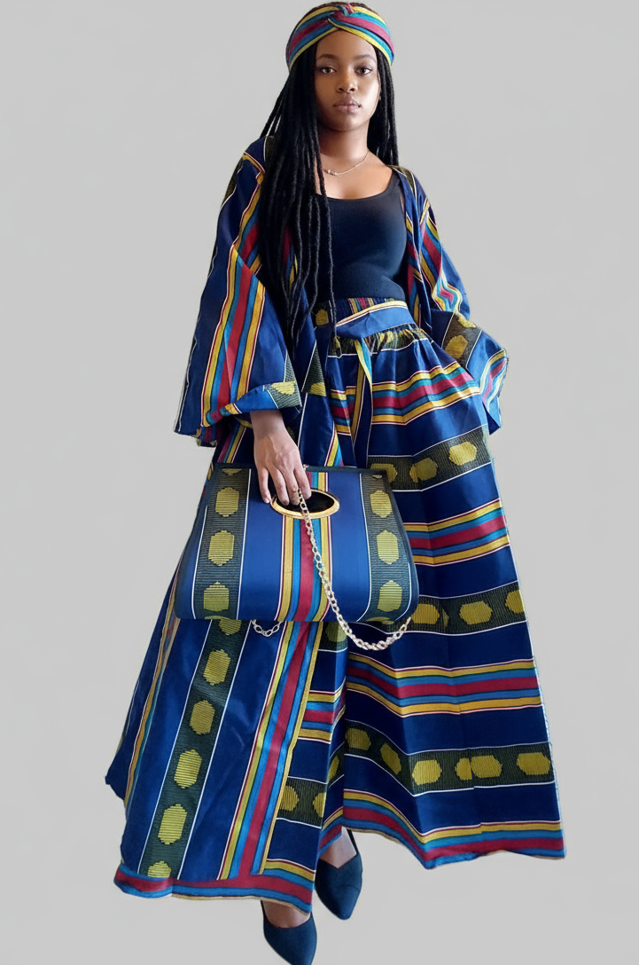 3pcs Set Maxi Skirt Pocketbook wrap Dress 2167 M