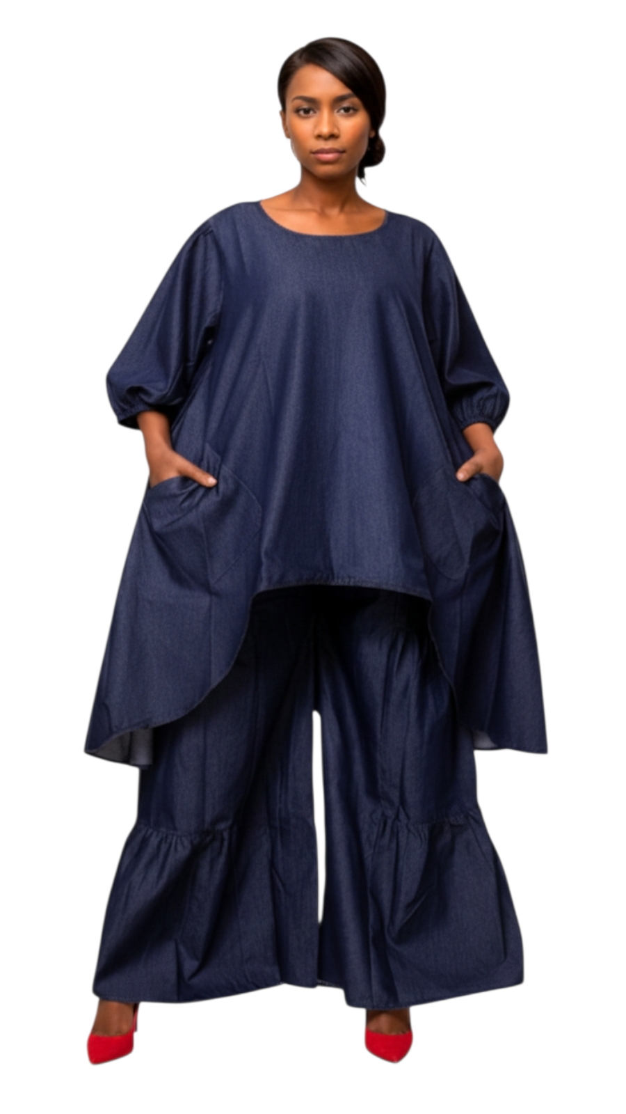 777DLS - Woman Denim Pant & Blouse Set