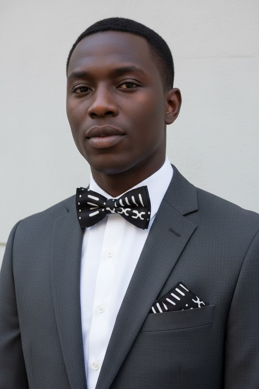 4 Pcs Bow tie Set-Black Kente