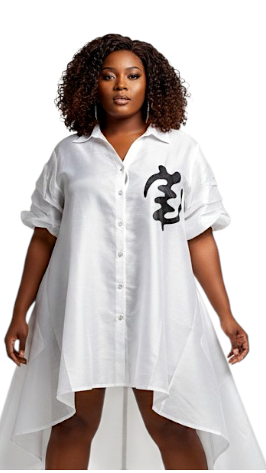 Swing Dress/ Faux Silk/ Ruffle Sleeve With Gyname Decal 758G