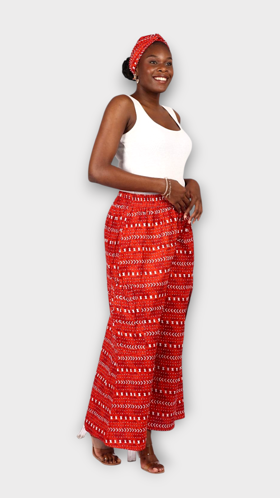 Big Pocket Palazzo Pant Print KVZ809 A