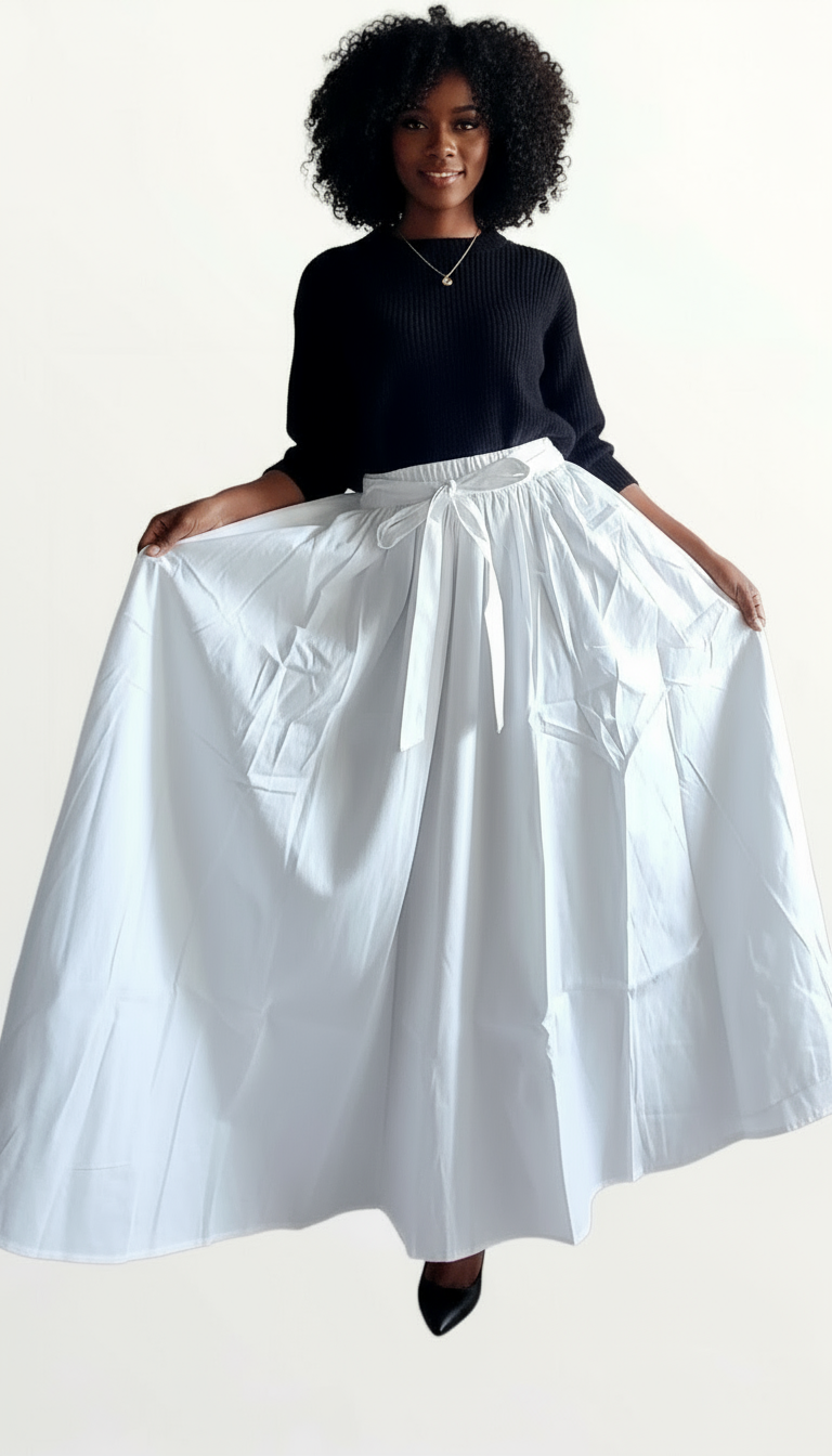 Cotton Maxi Skirt- White 1350