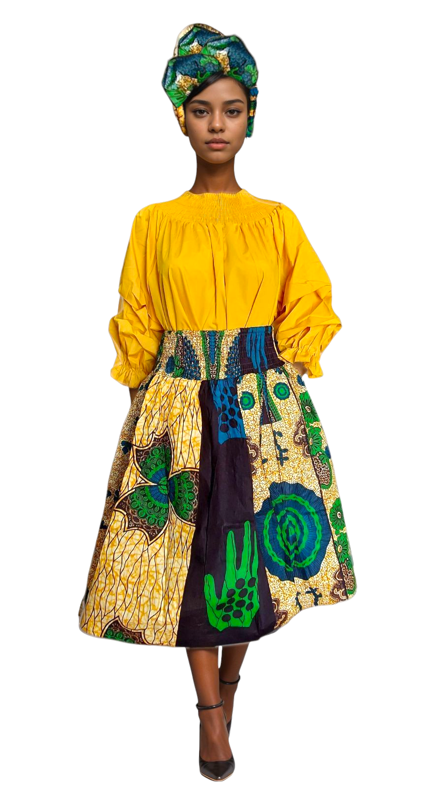 Cotton Printed Skirt - 7468 Green