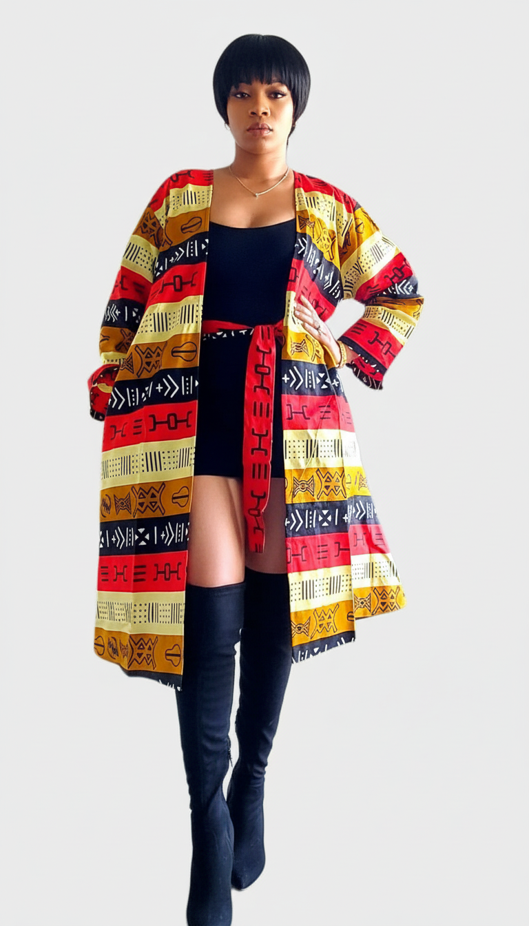 Kimono Mid Length Dress / Ankara Print  FJO17