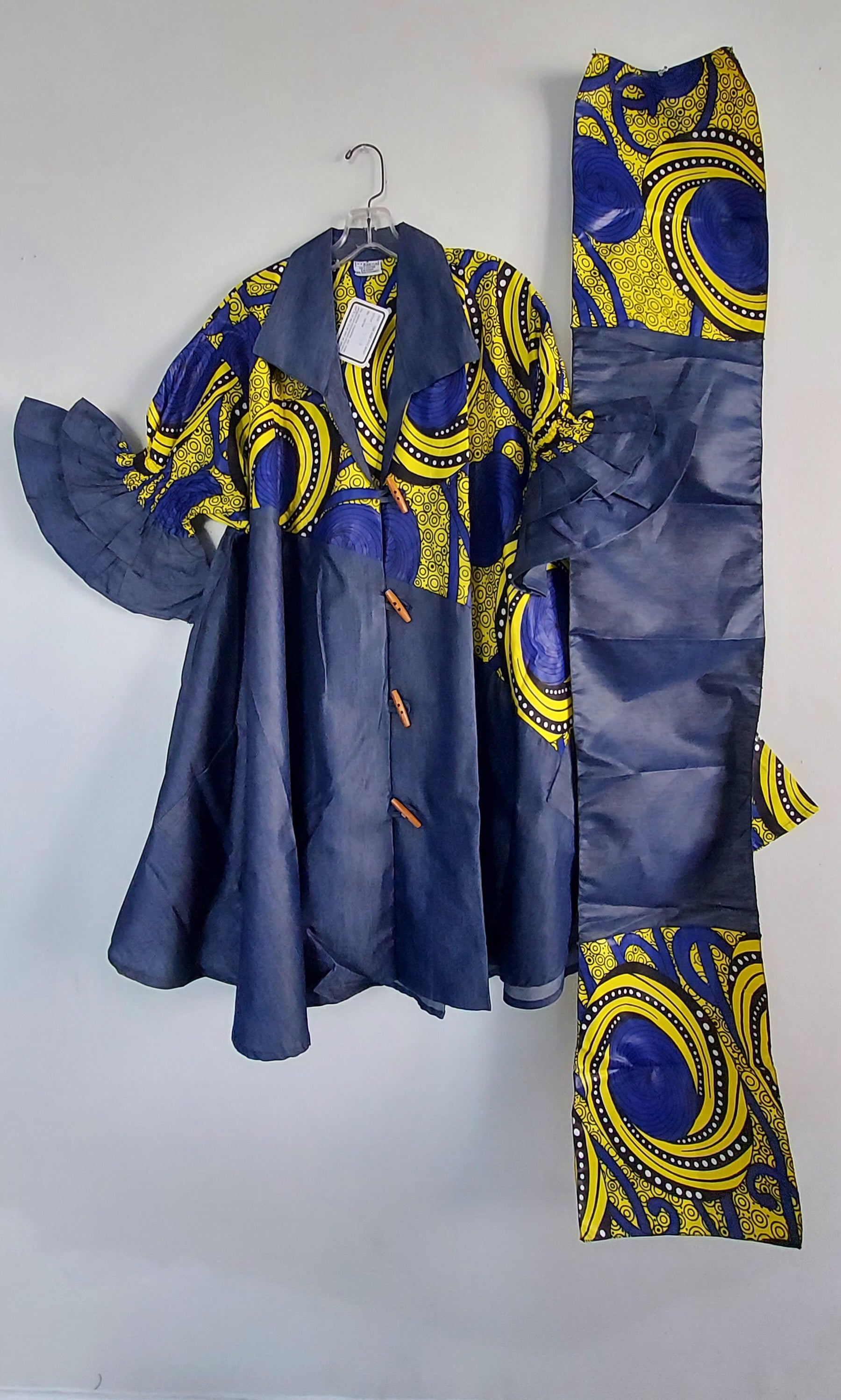 Denim Shirt Dress with Ankara African Print 3139-H