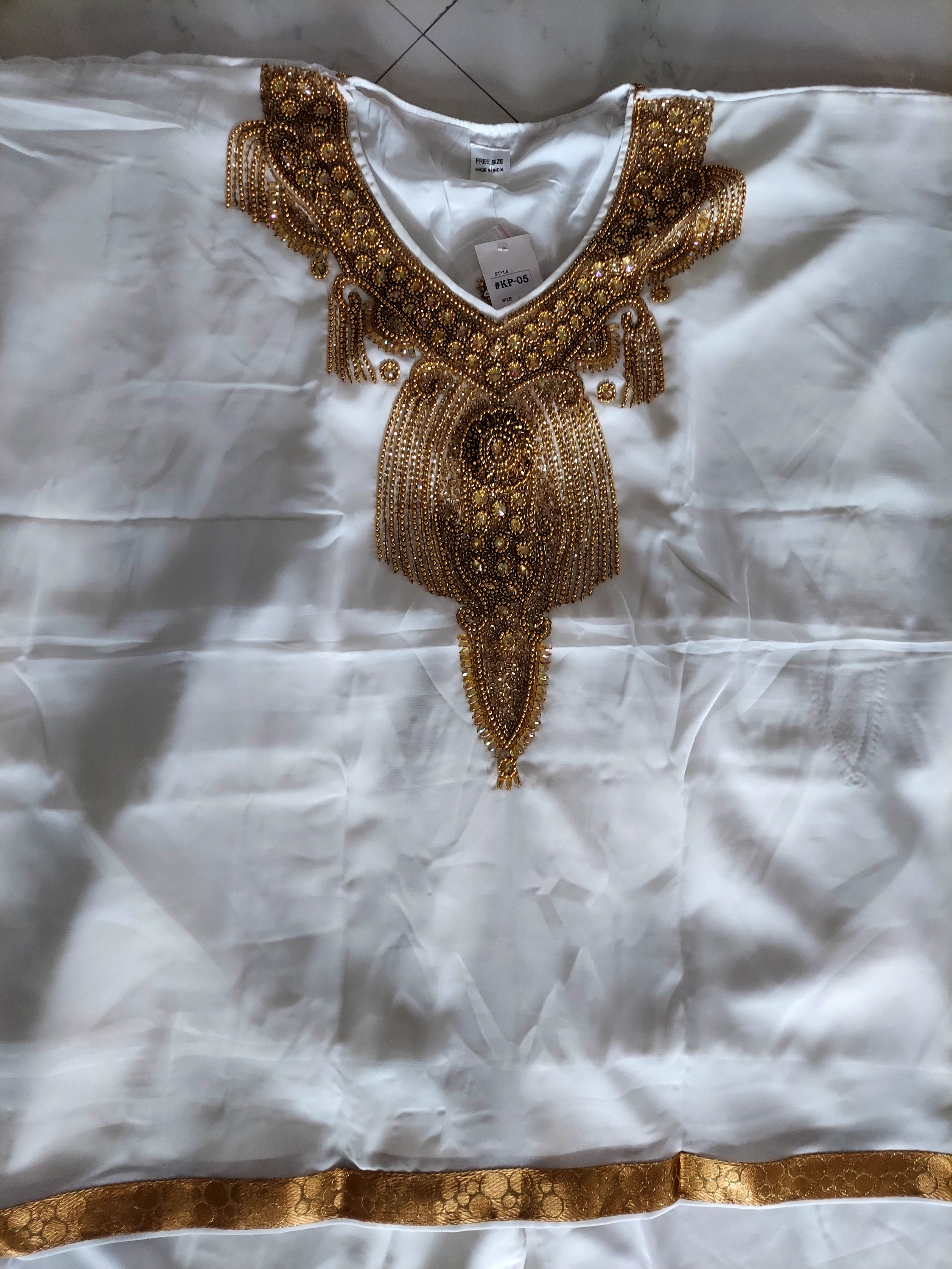 kaftan Palazzo Set White And Gold - kP05