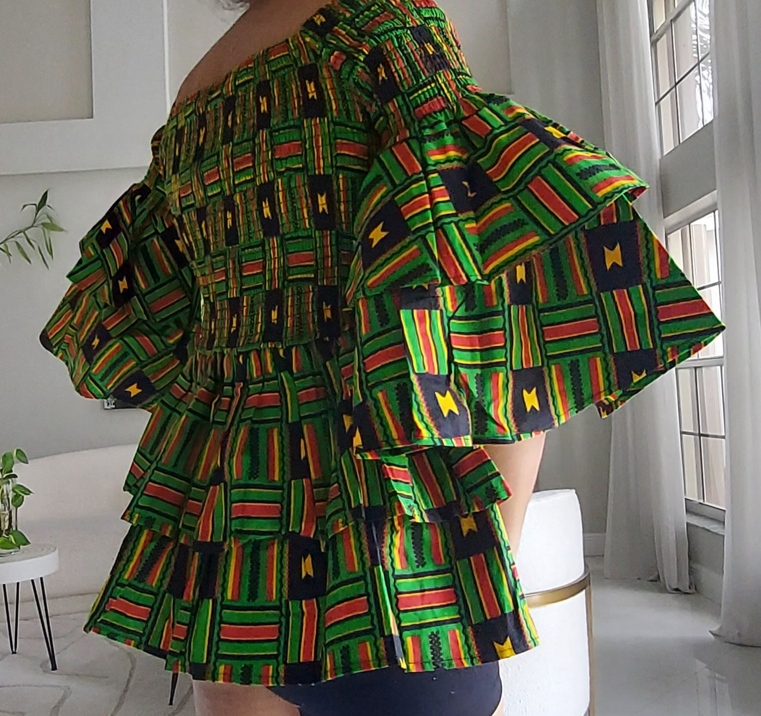 Ruffle Sleeves Peplum Blouse  019 F