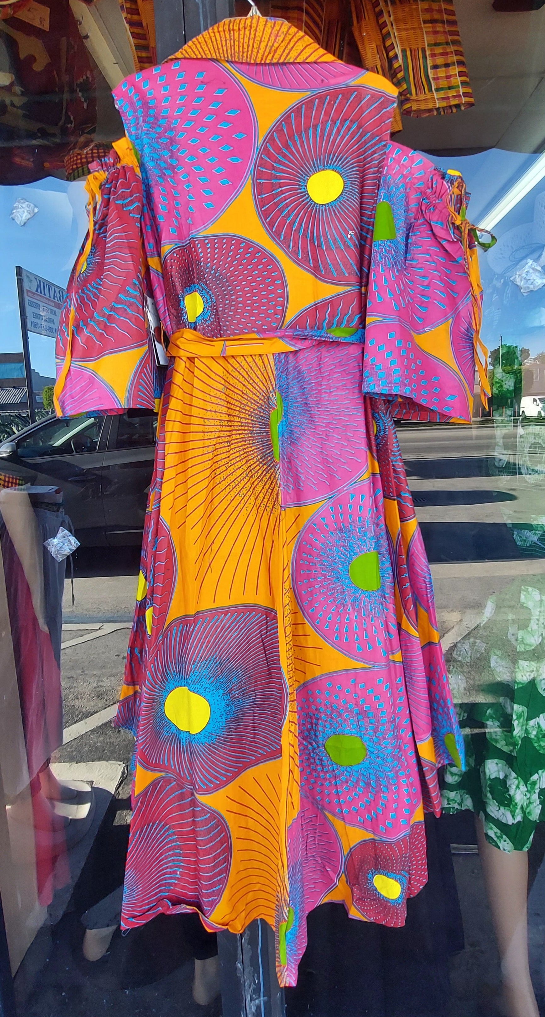 High-Low Cold Shoulder Ankara Dress 107F