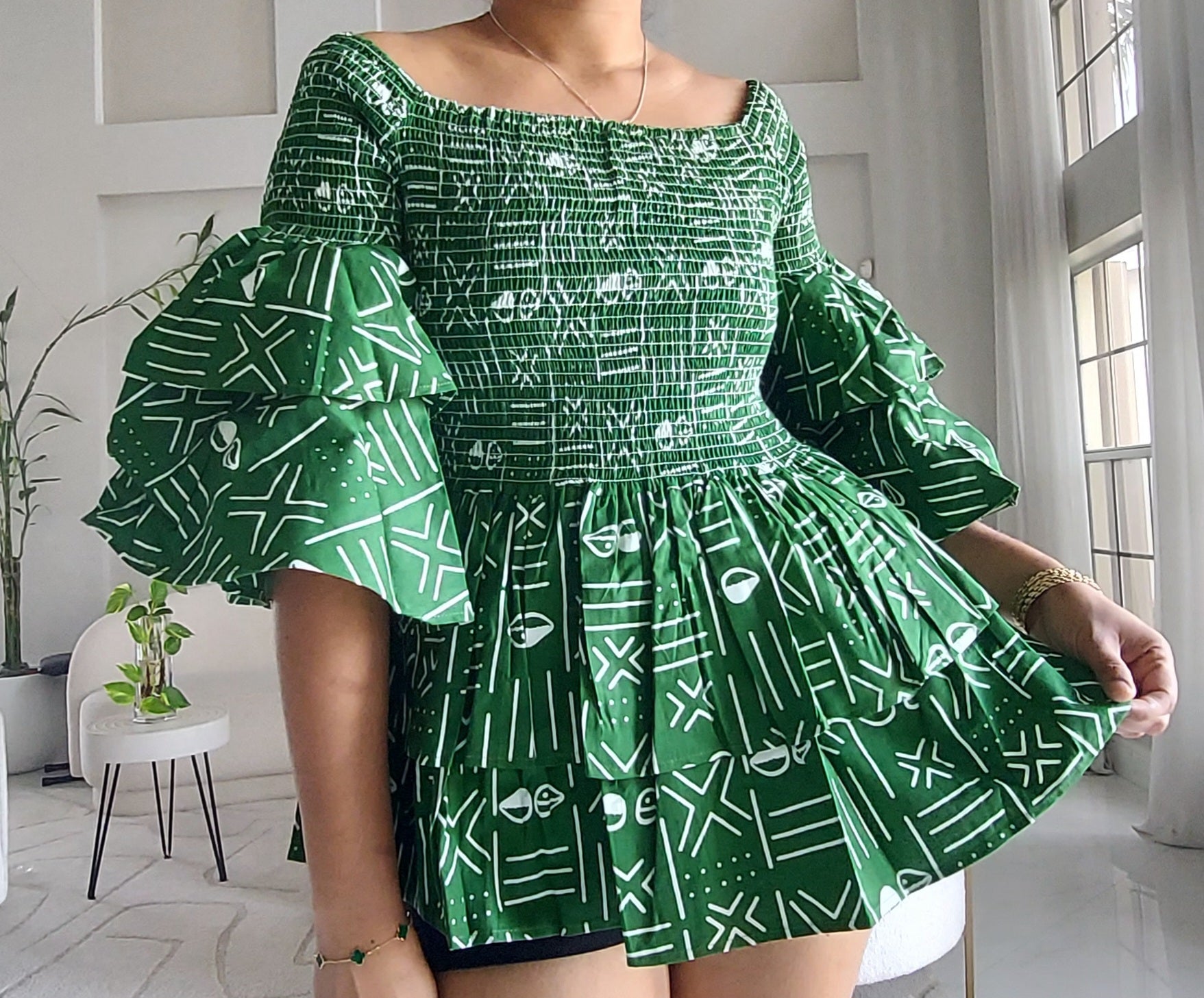 5-Piece African Ankara Pant Set Emerald - 019-PS14C