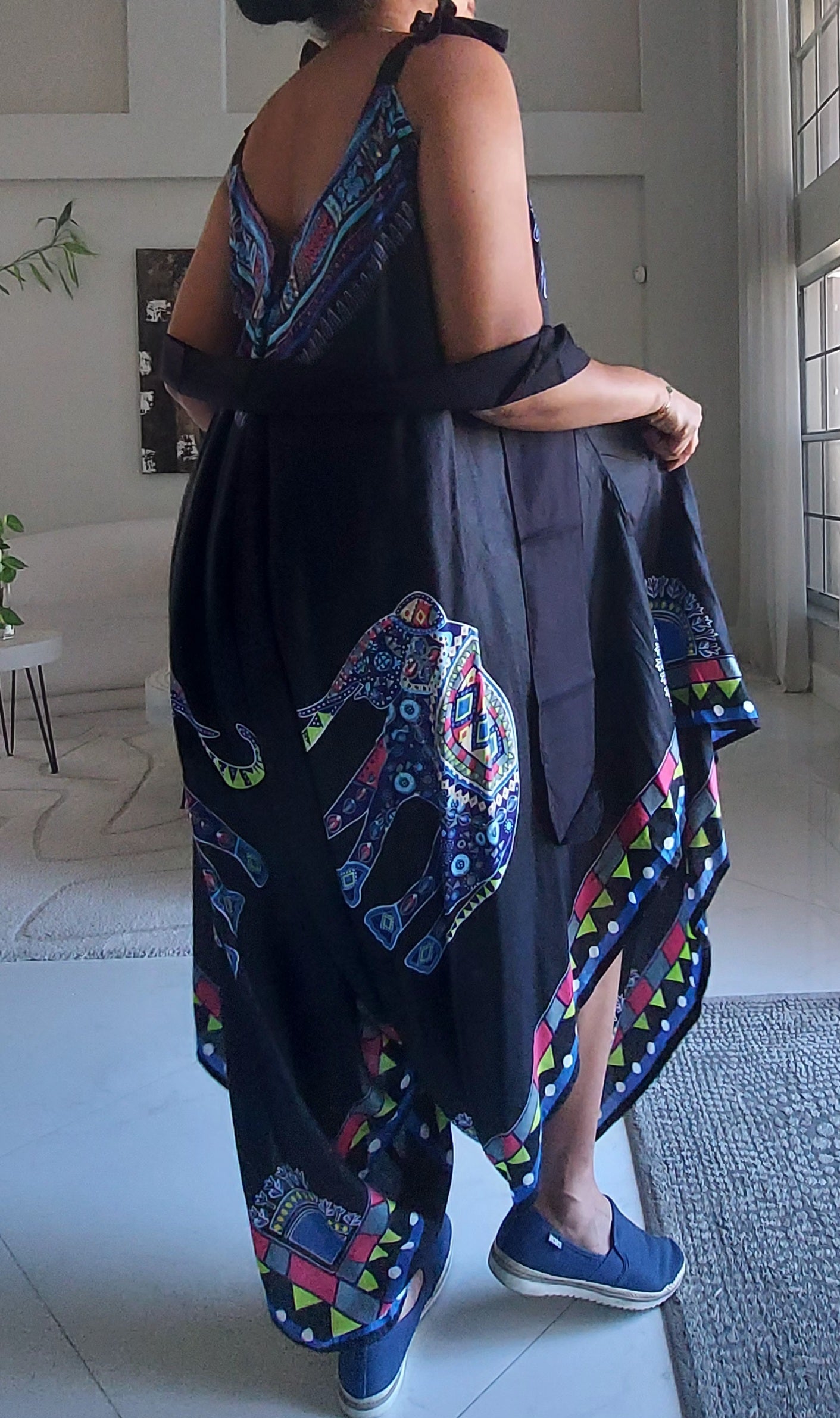 Harem Romper / Jumper  Elephant Print Blue -009