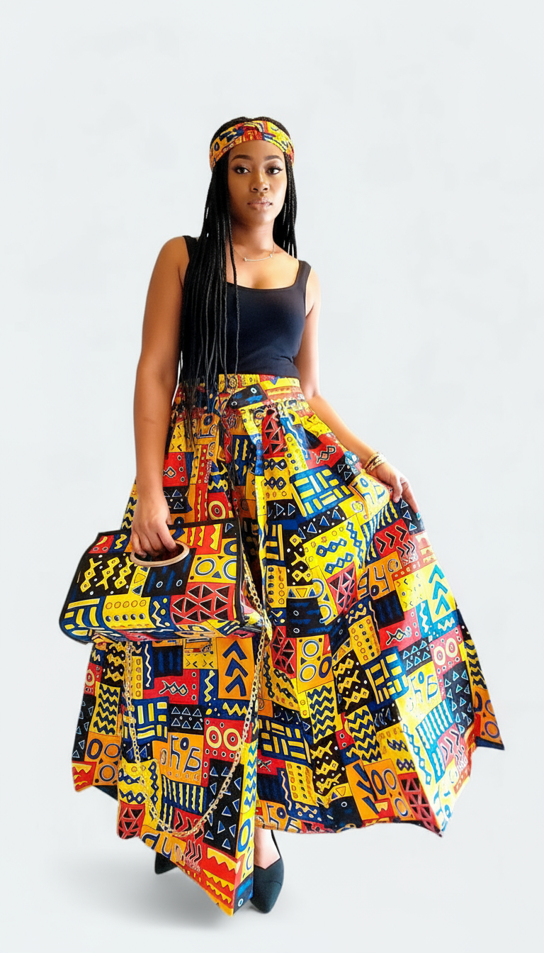 3pcs Set Maxi Skirt Pocketbook wrap Dress 746 D