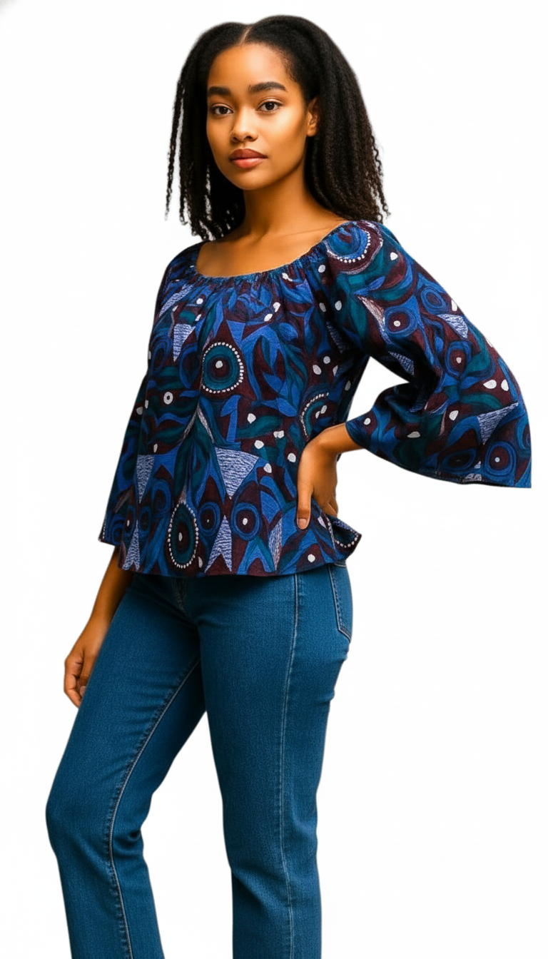 7031- Women Ankara Print Blouse