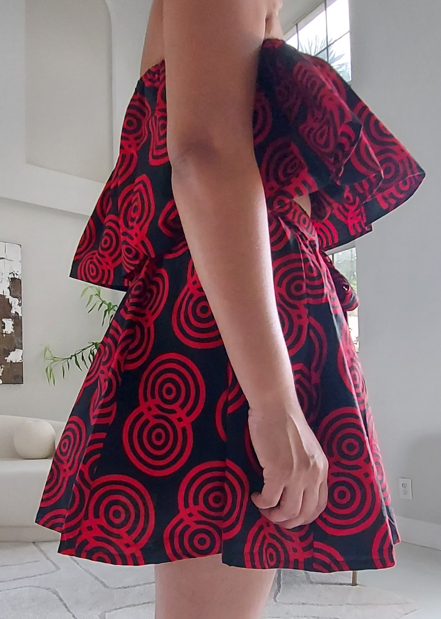 Mini Skirt & Tube Crop Top Set-Red IB777