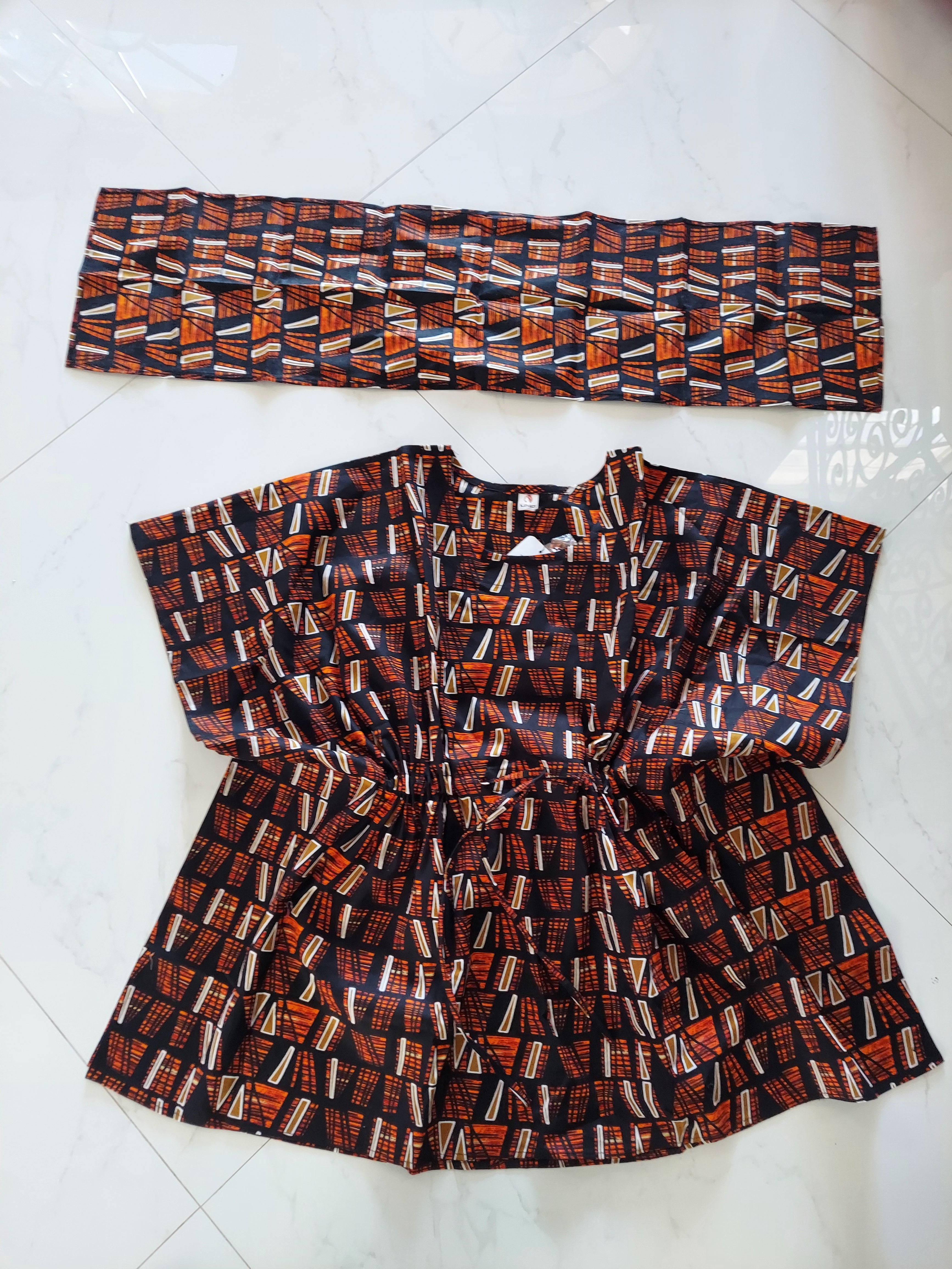 Peplum / kaftan Top & Pant Set Brown 806