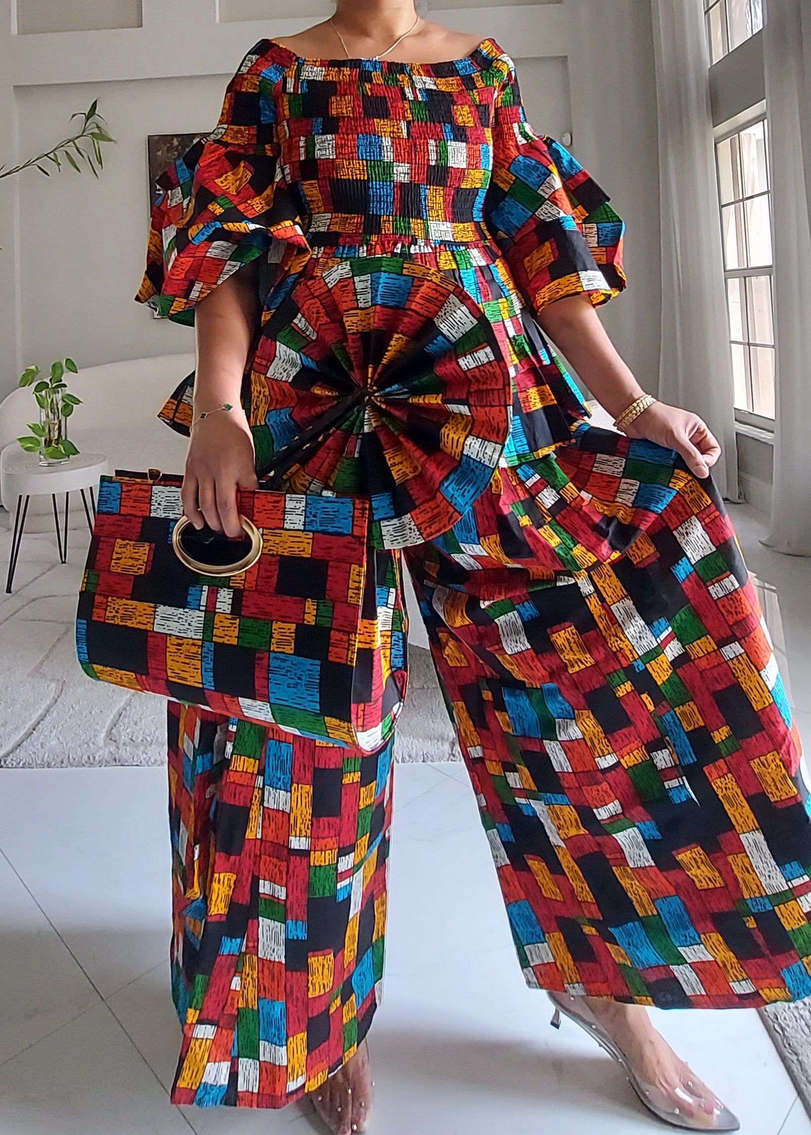 5-Piece African Ankara Pant Set Mosaic - 019-PS14G