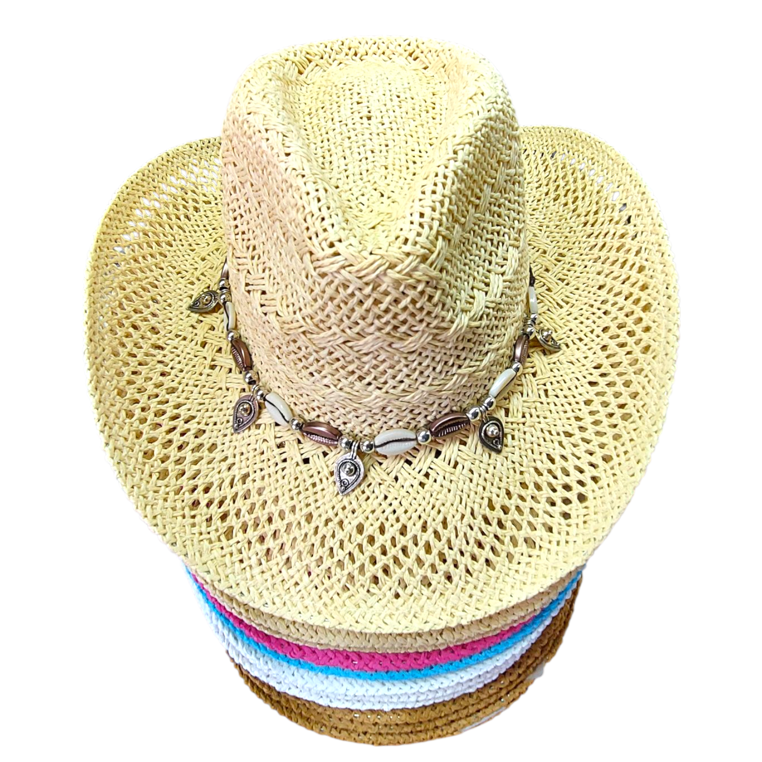 Cowgirl Straw Hat / Pack of 12 Western Hat- Cowrie Shell