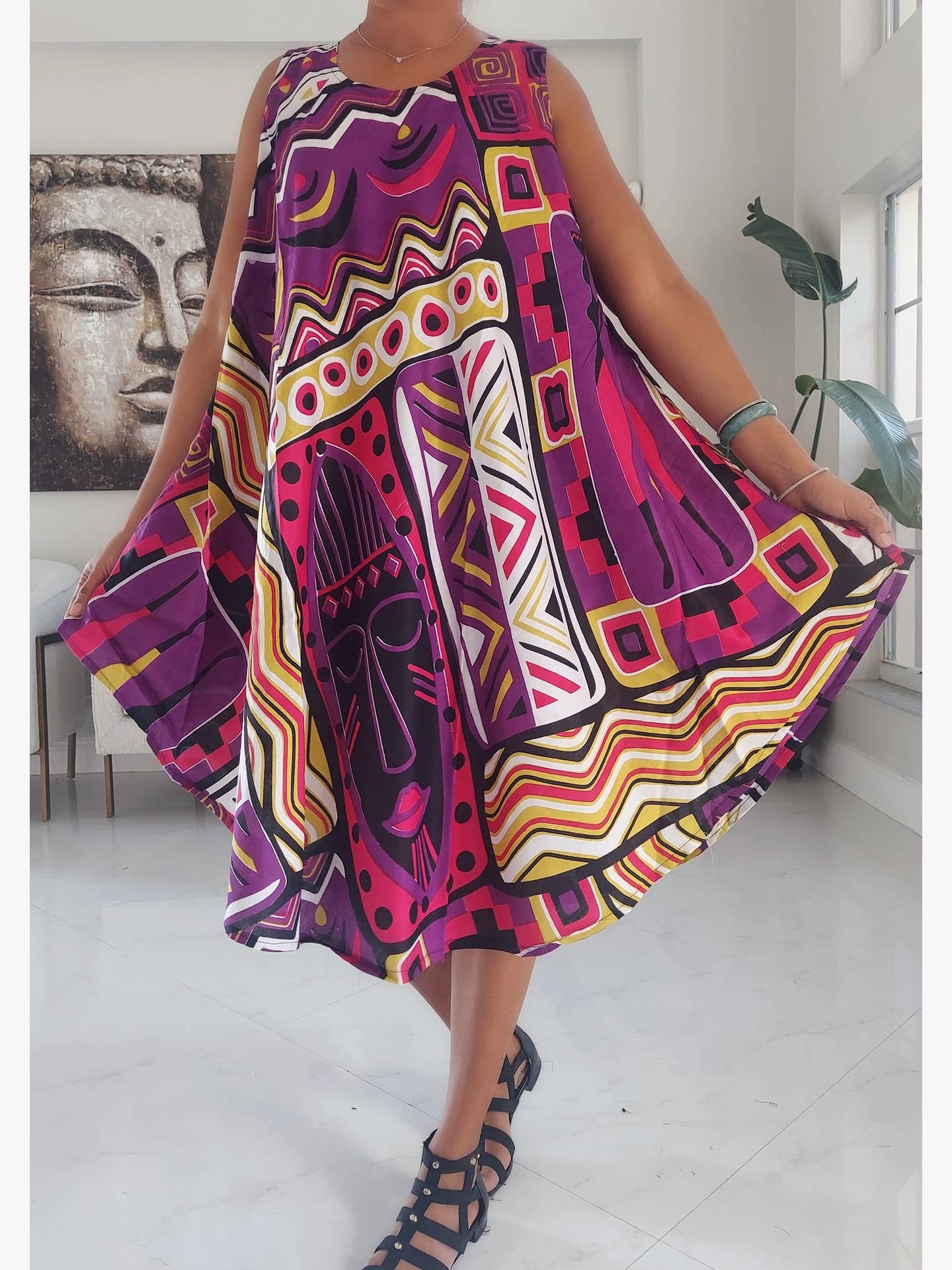 Umbrella Dress/ Beach Dress/ Tribal Print- 1691