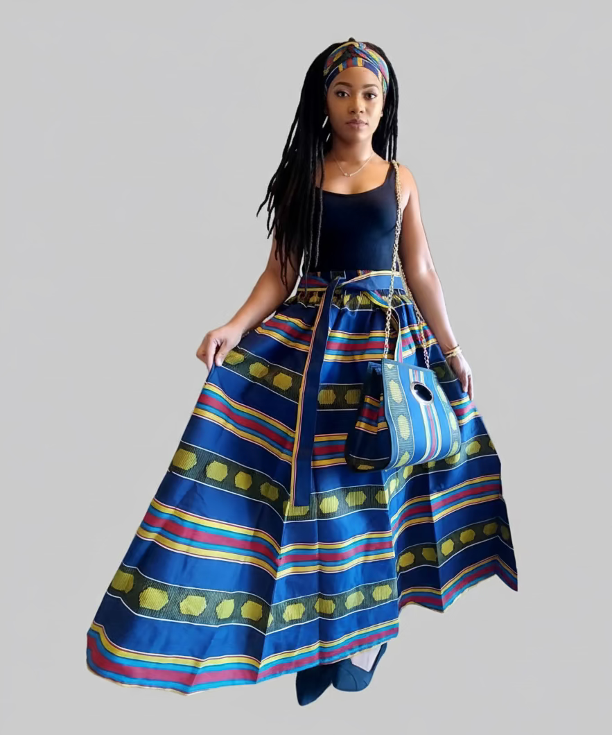 3pcs Set Maxi Skirt Pocketbook wrap Dress 2167 M