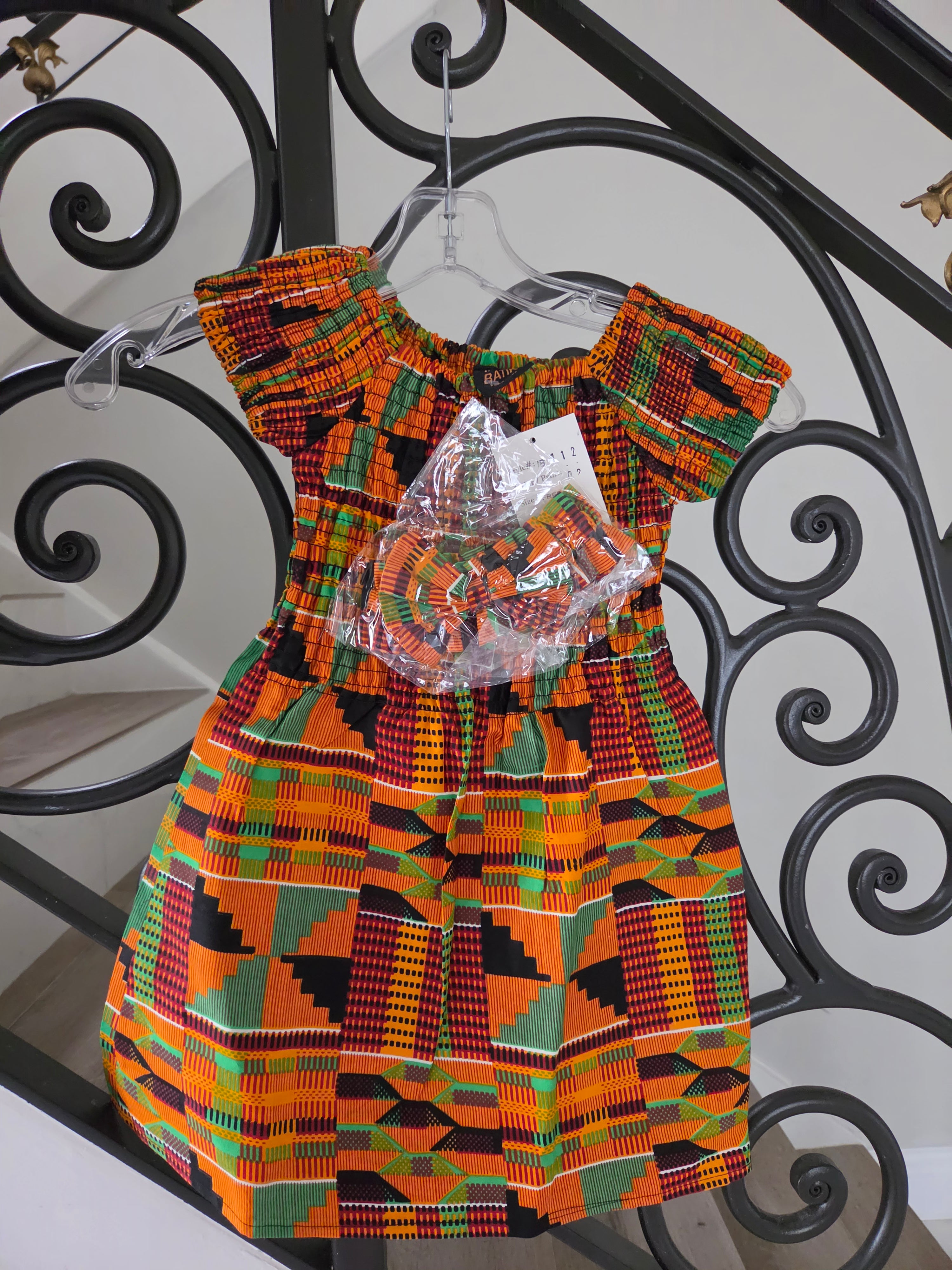 Little Kids / Girls African Dashiki Dresses With Head Band 112