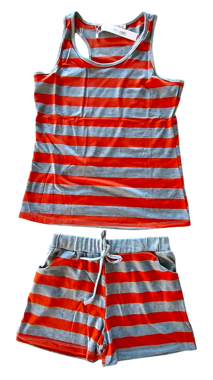 Shorts Set/ Racer Back - Stripe 6005
