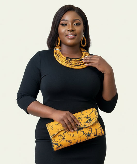 Clutch Bag & Rope  Necklace Set /African Print /Ankara18