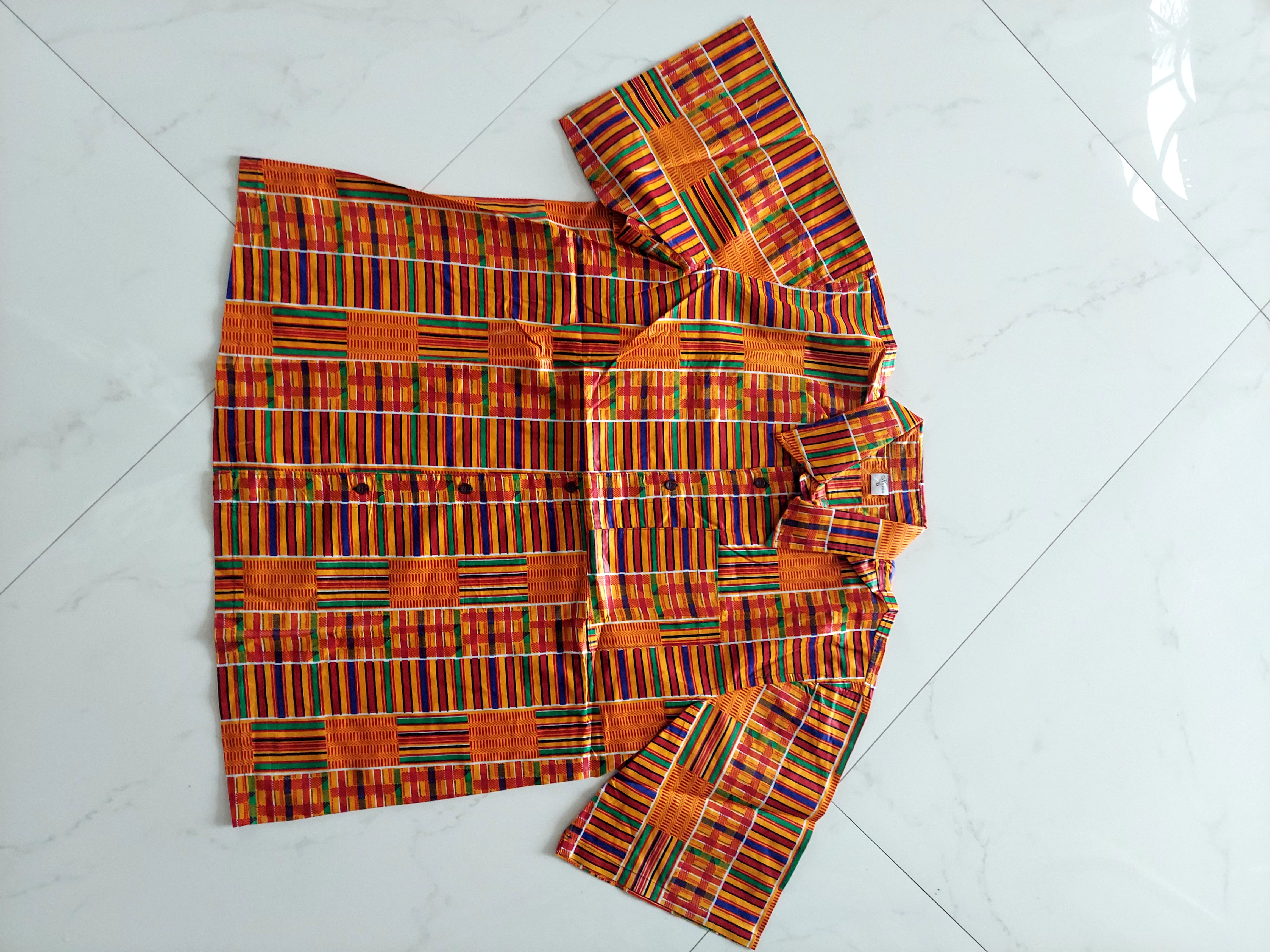 African Kente Shirt / Short Sleeve Men / Unisex 55
