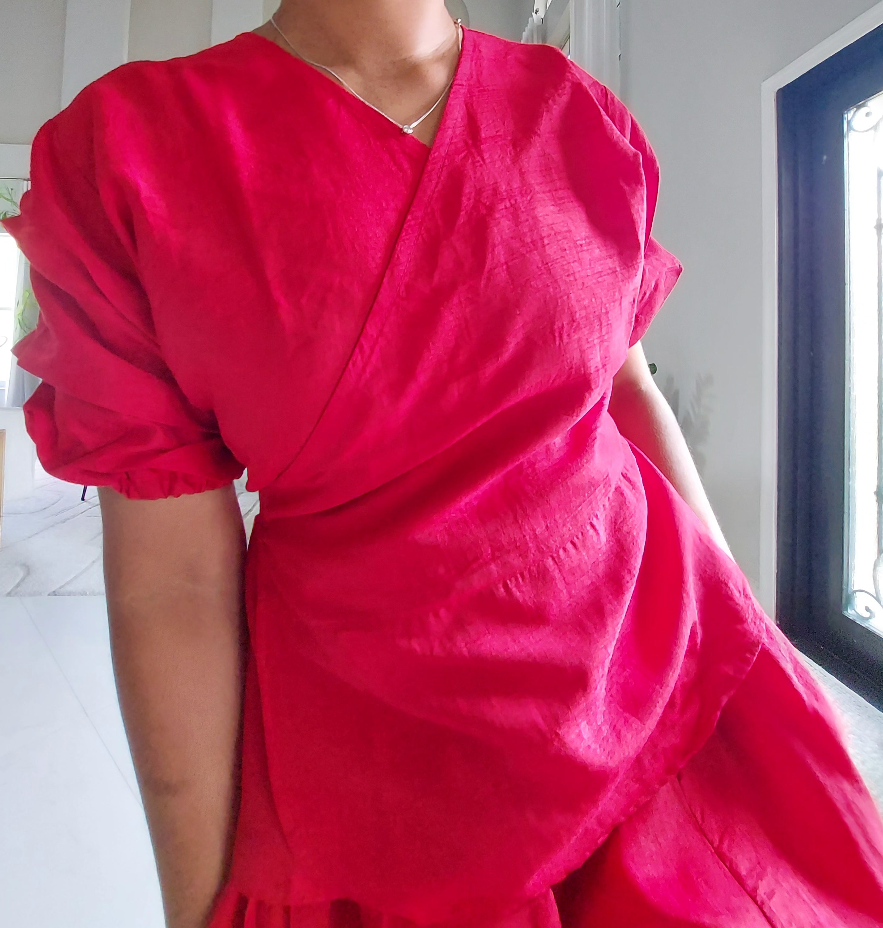 Faux Silk Palazzo Pant Set - Red 4196