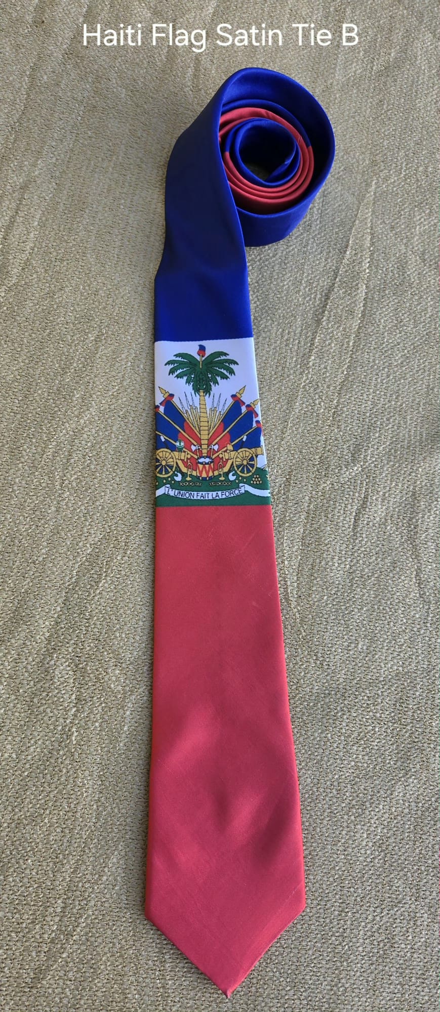 Satin Long  Neck Tie- Haiti Flag
