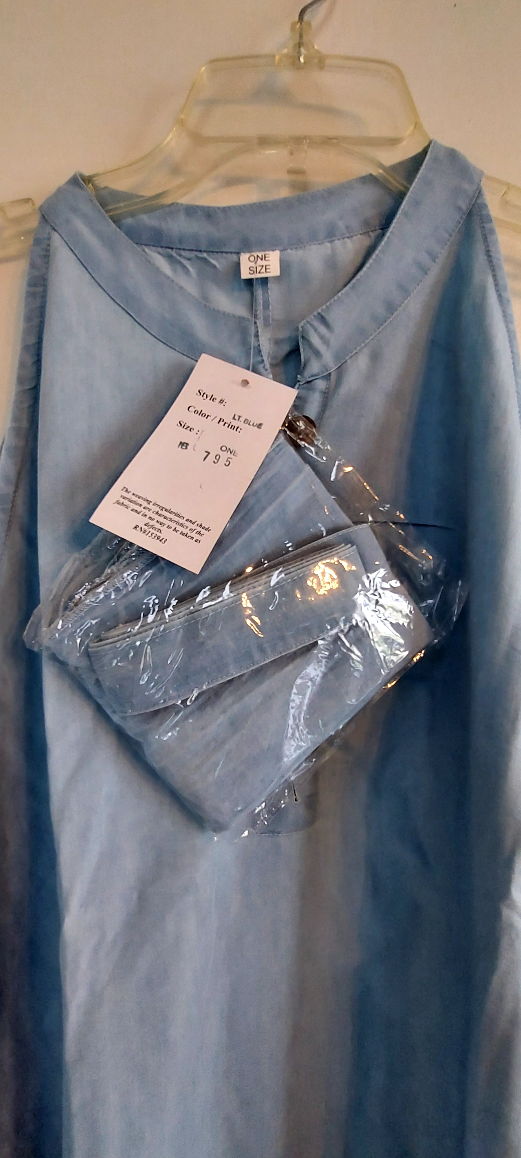 Haltered Neck Button Long Dress 795 Light Denim