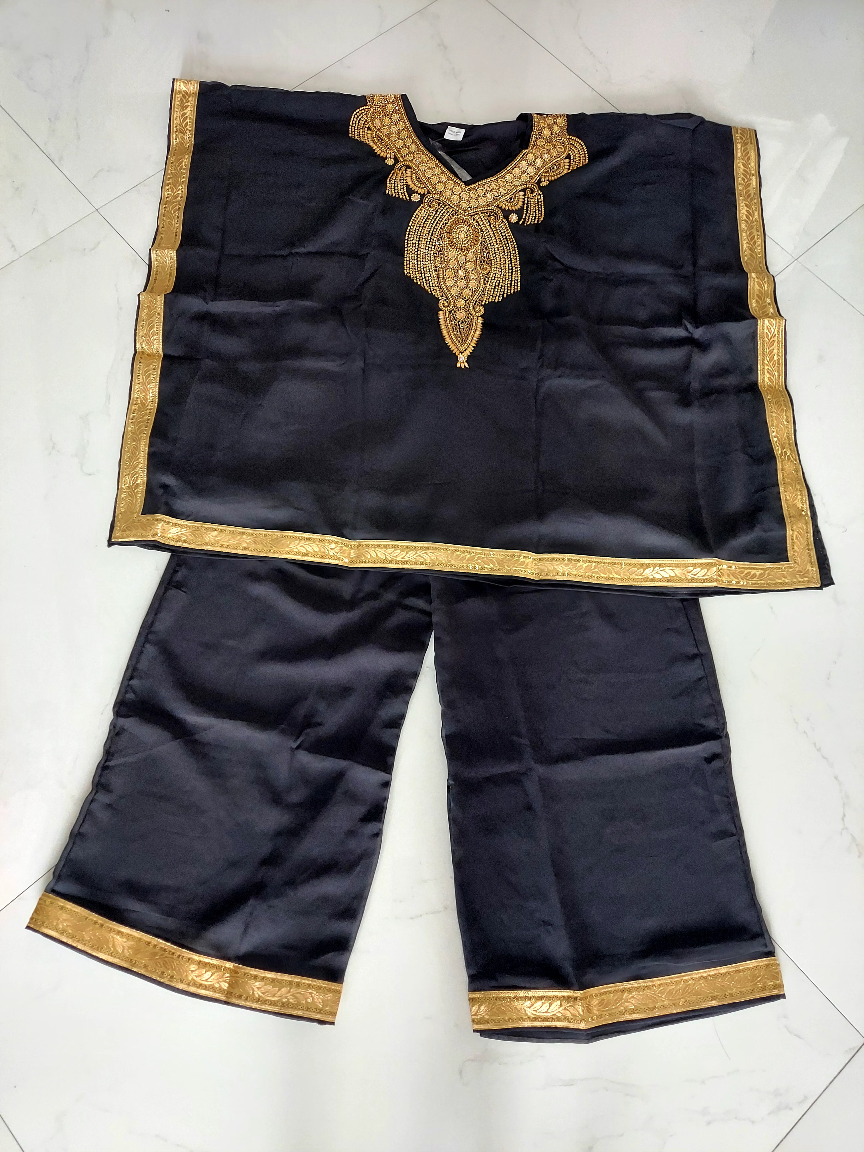 kaftan Palazzo Set Black And Gold - kP05